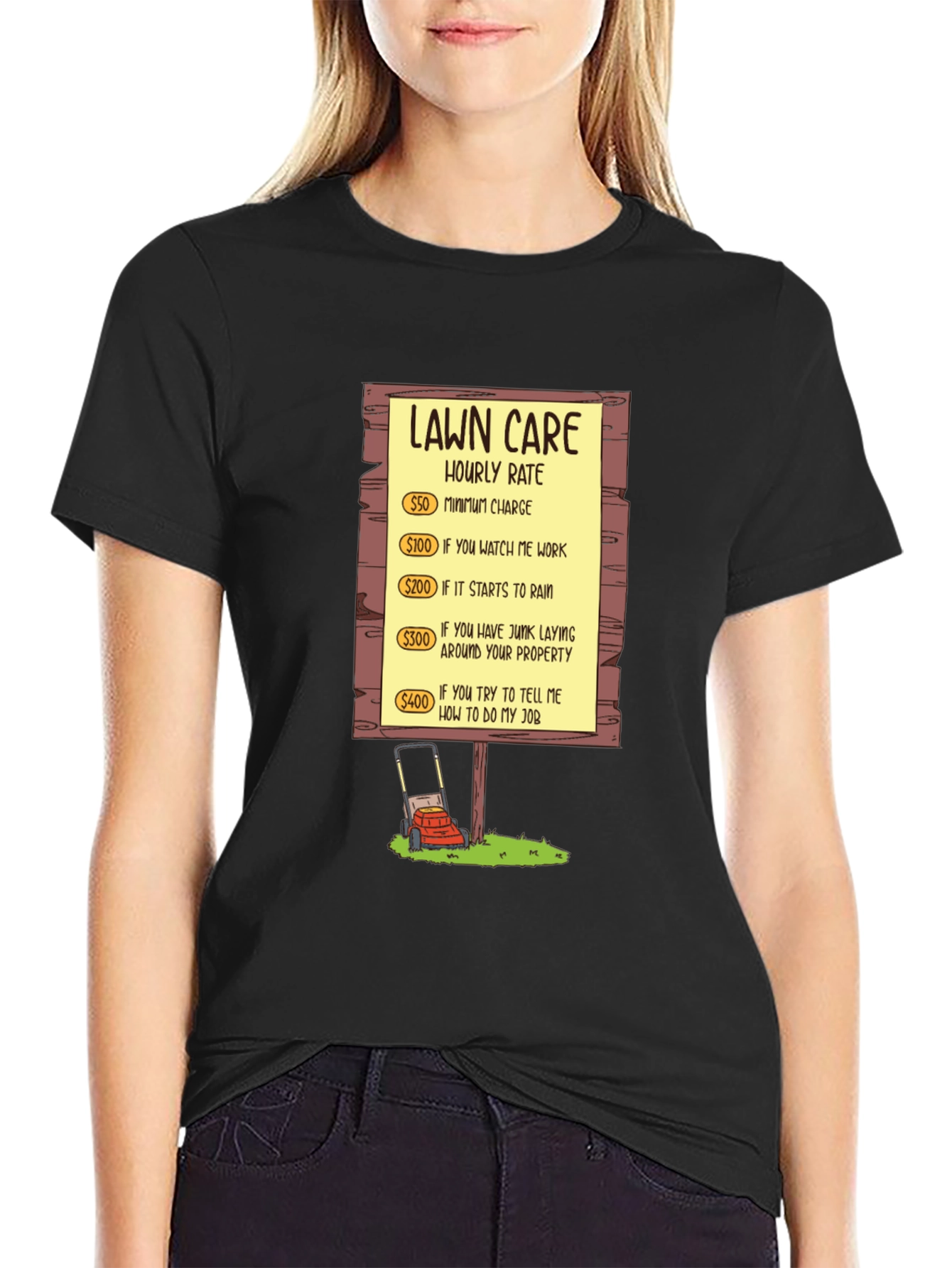 Lawn Care Hourly Rate Graphic Tee