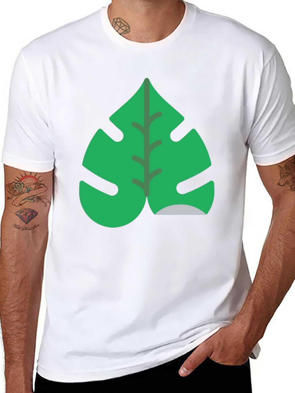 Tropical Monstera Leaf Black T-Shirt