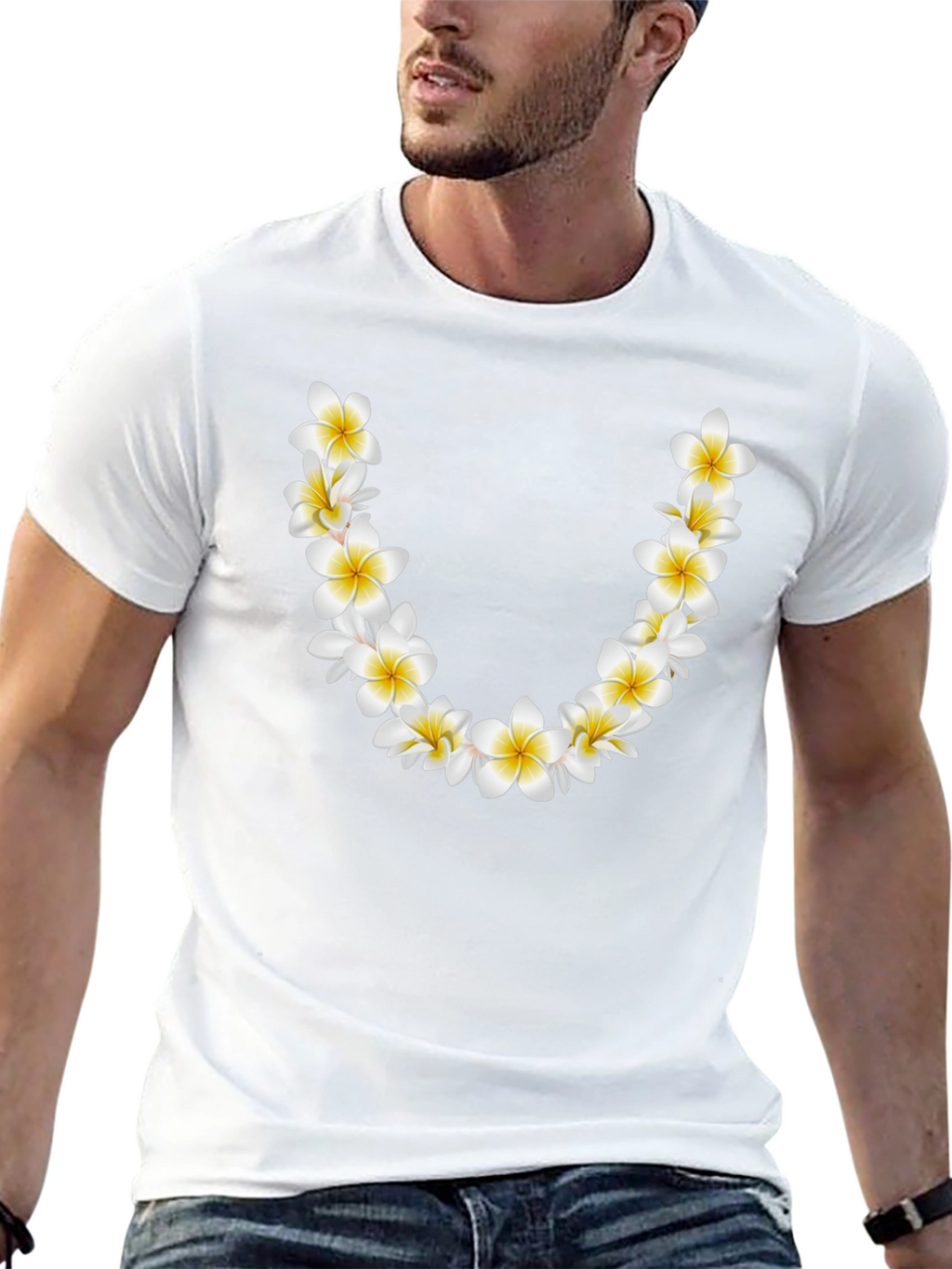Floral Lei Graphic Black T-Shirt