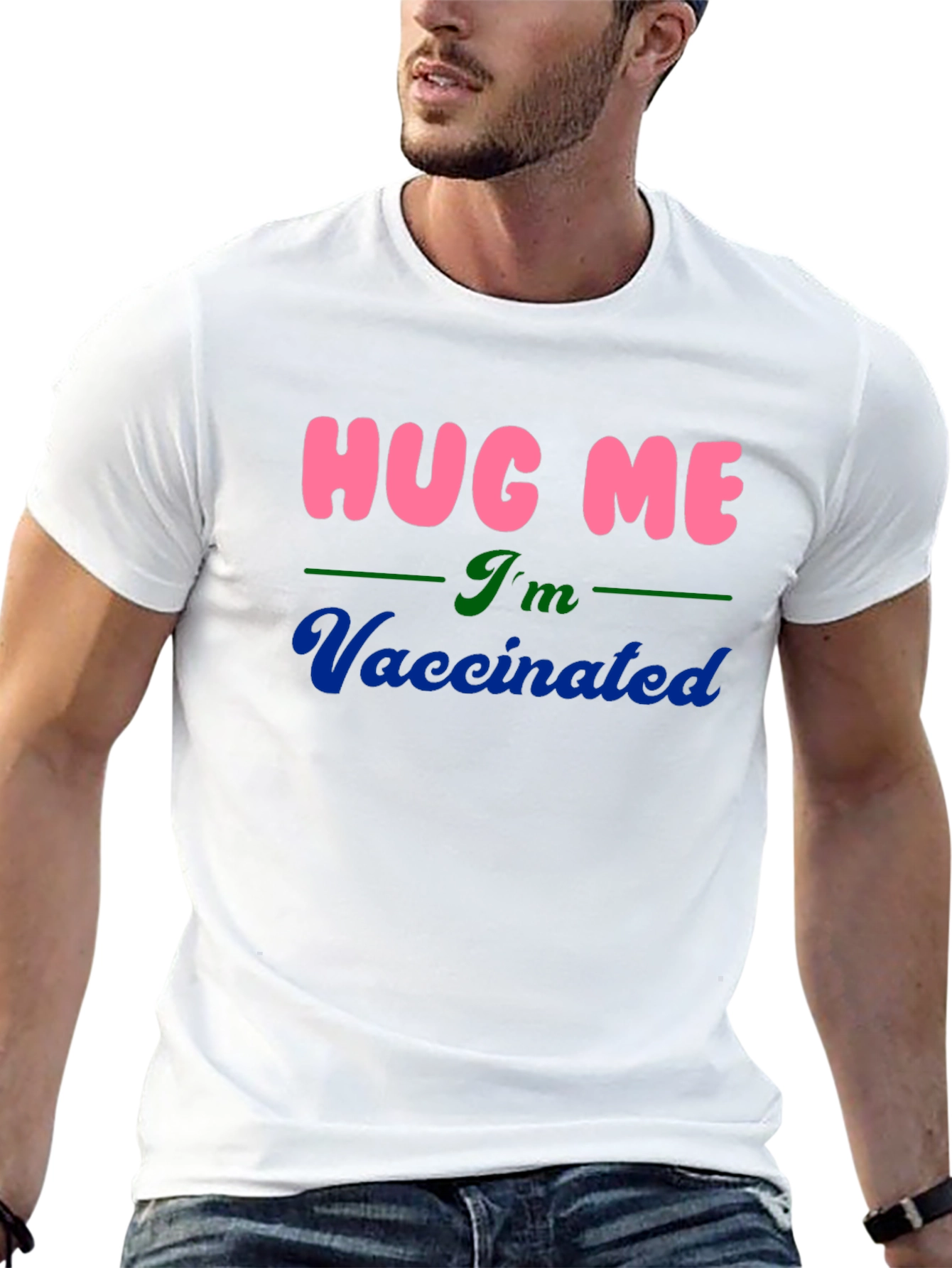 Hug Me Im Vaccinated Black Cotton T-Shirt