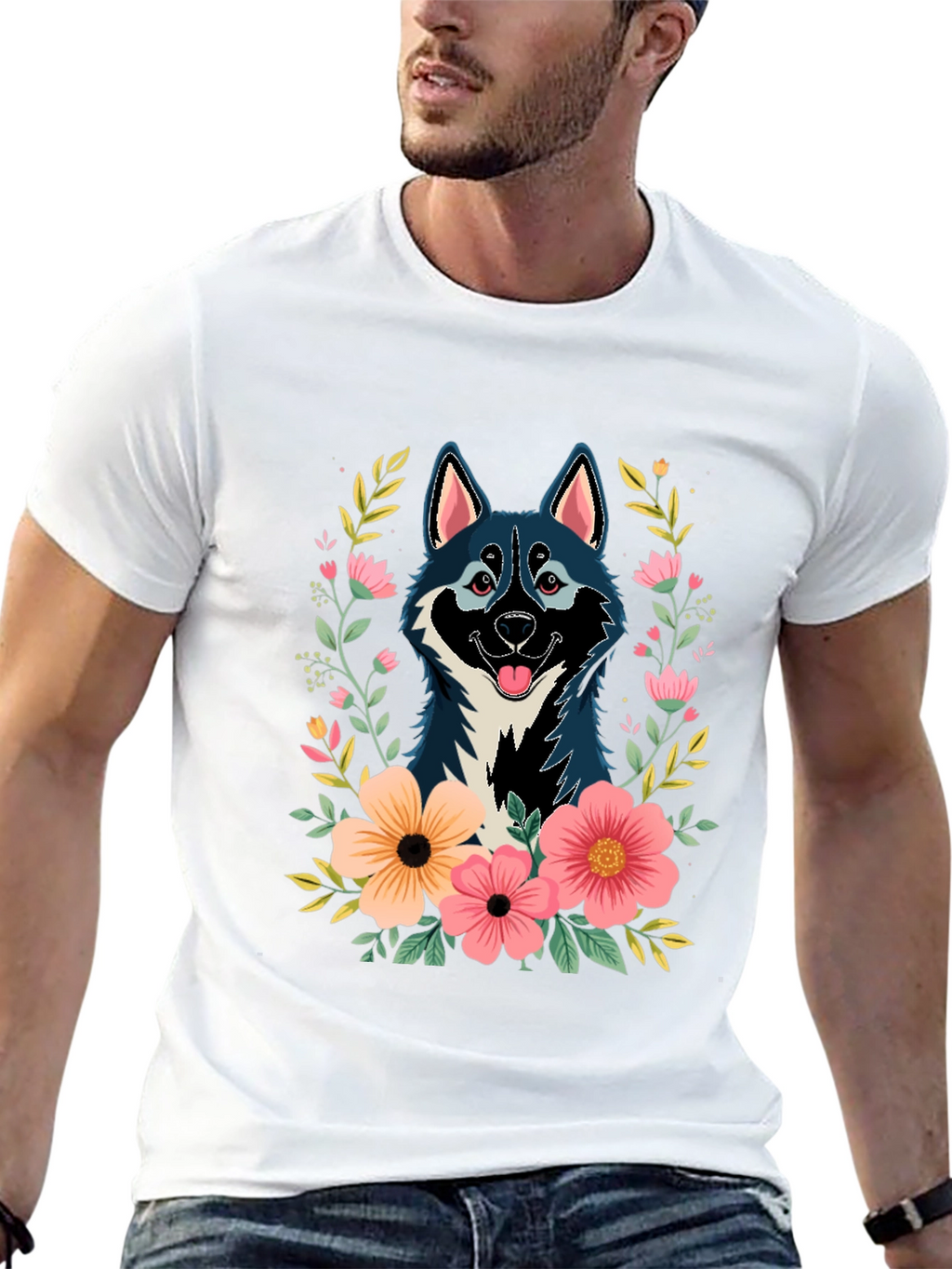 Dog & Floral T-Shirt