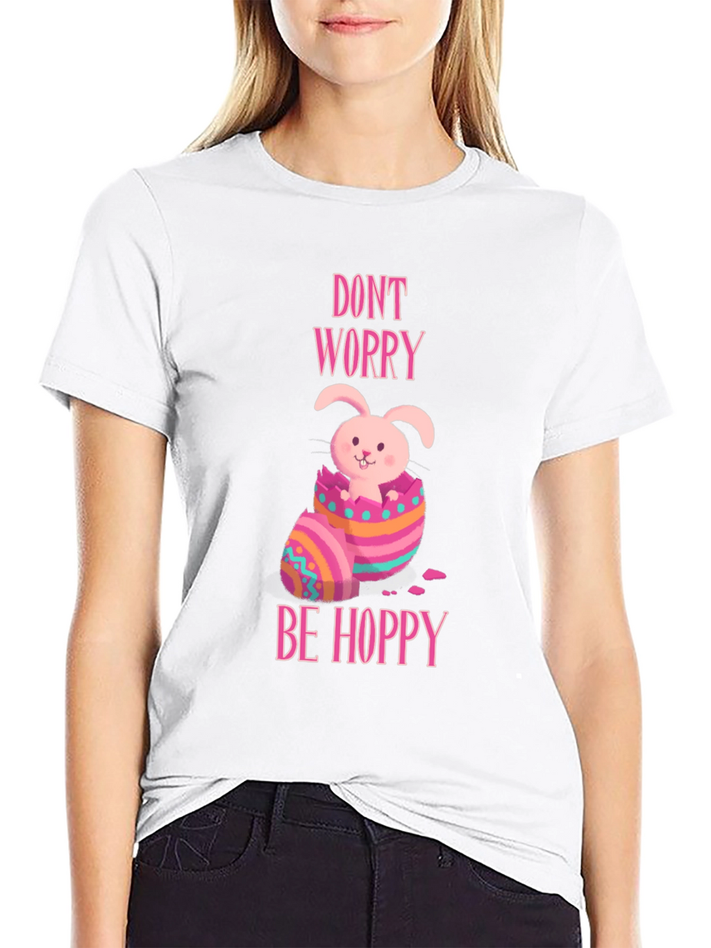 Dont Worry Be Hoppy Easter Bunny T-Shirt