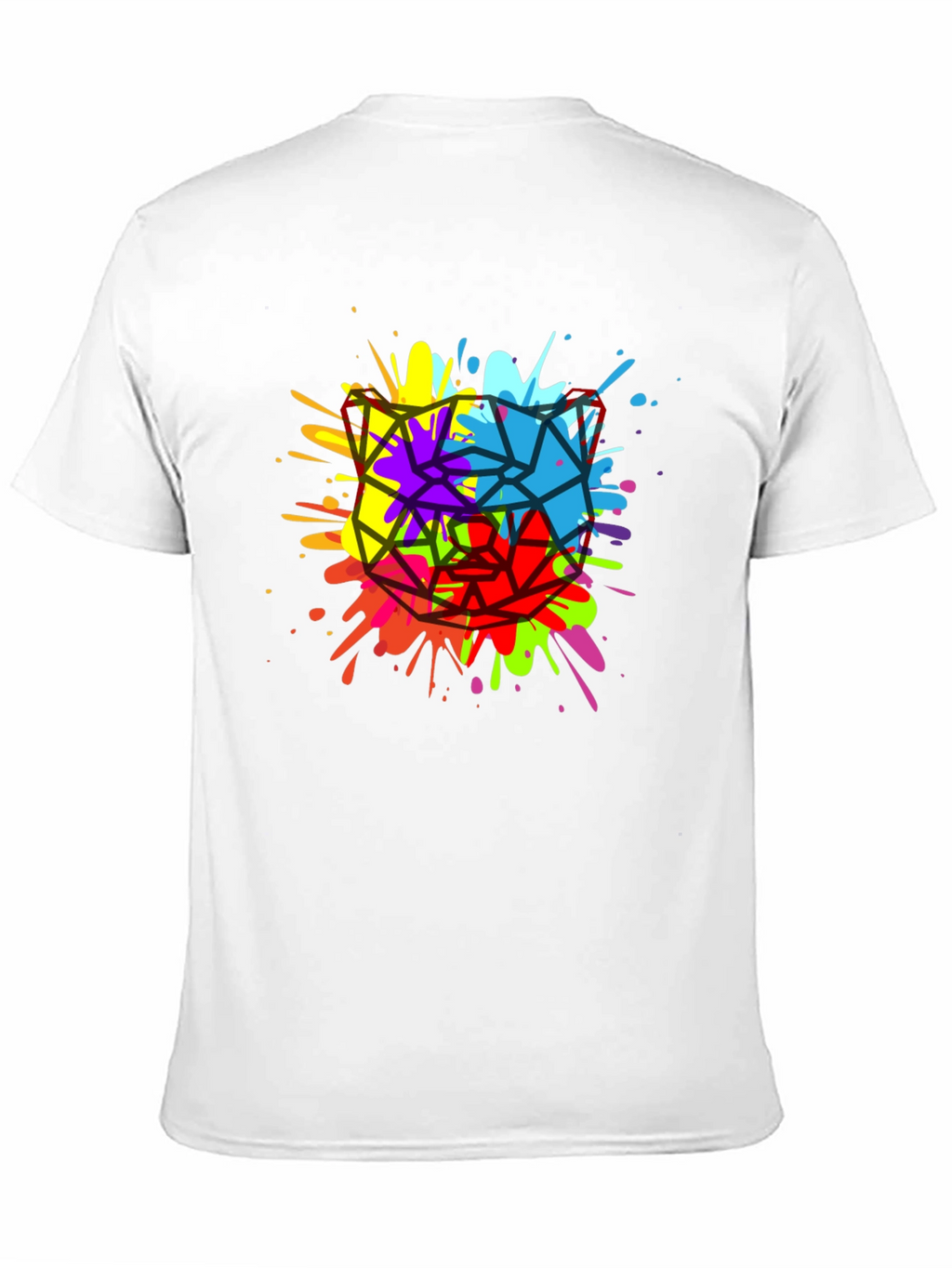 Geometric Splatter Cat T-Shirt - Mens Black Tee
