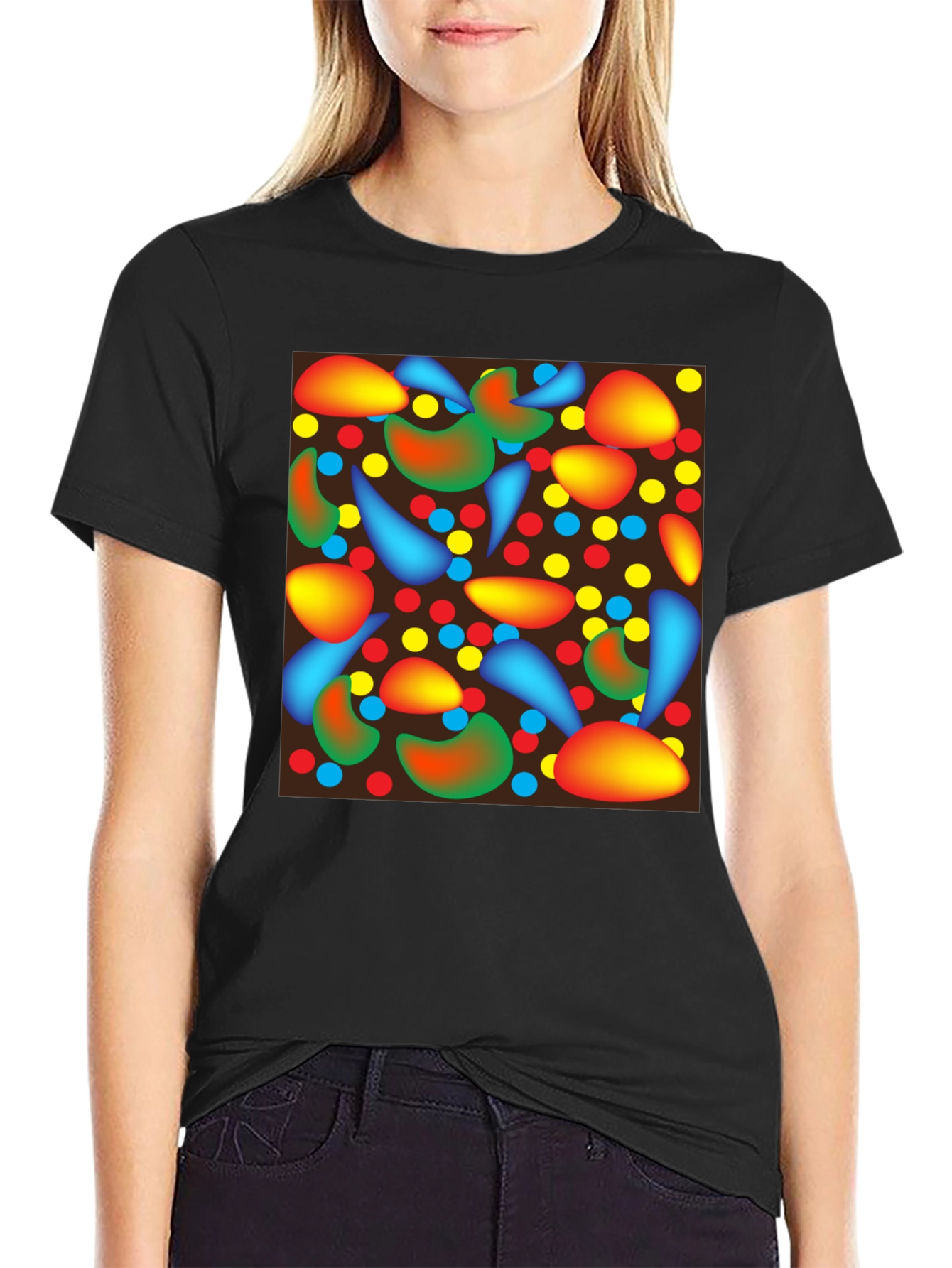 Abstract Pattern Black T-Shirt