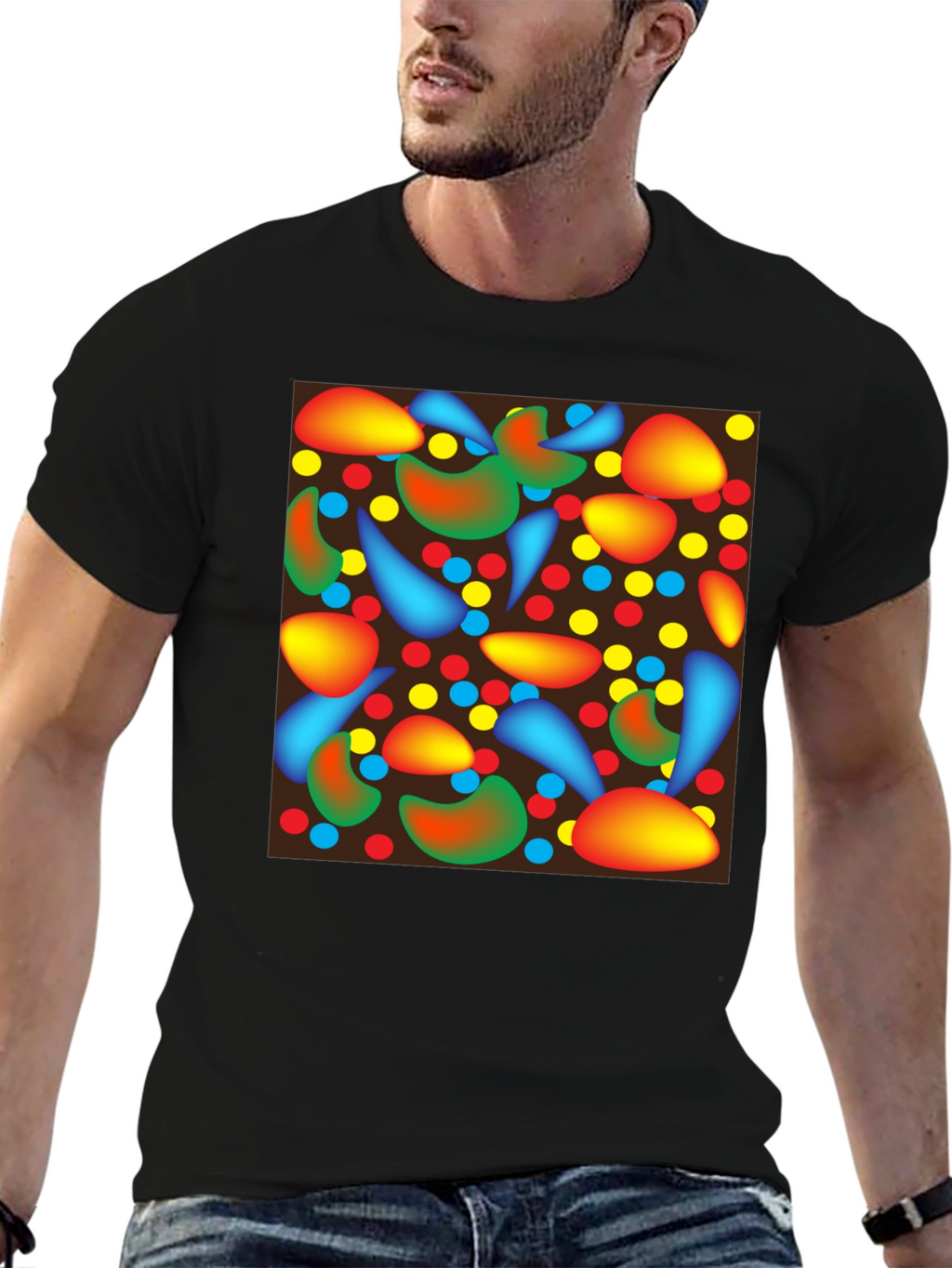 Abstract Pattern Black T-Shirt