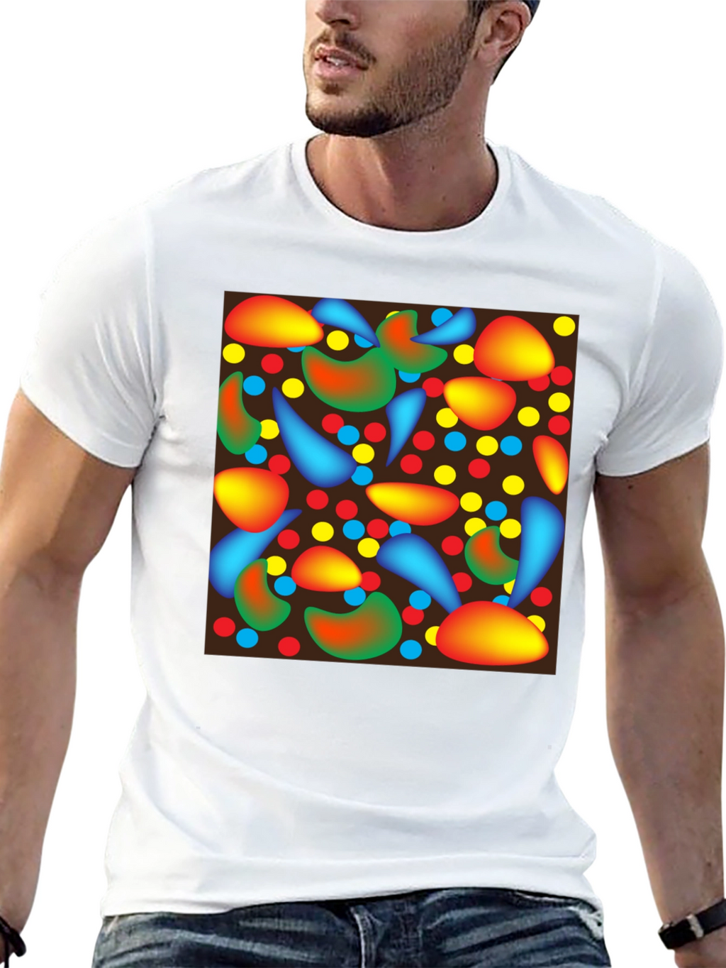 Abstract Pattern Black T-Shirt