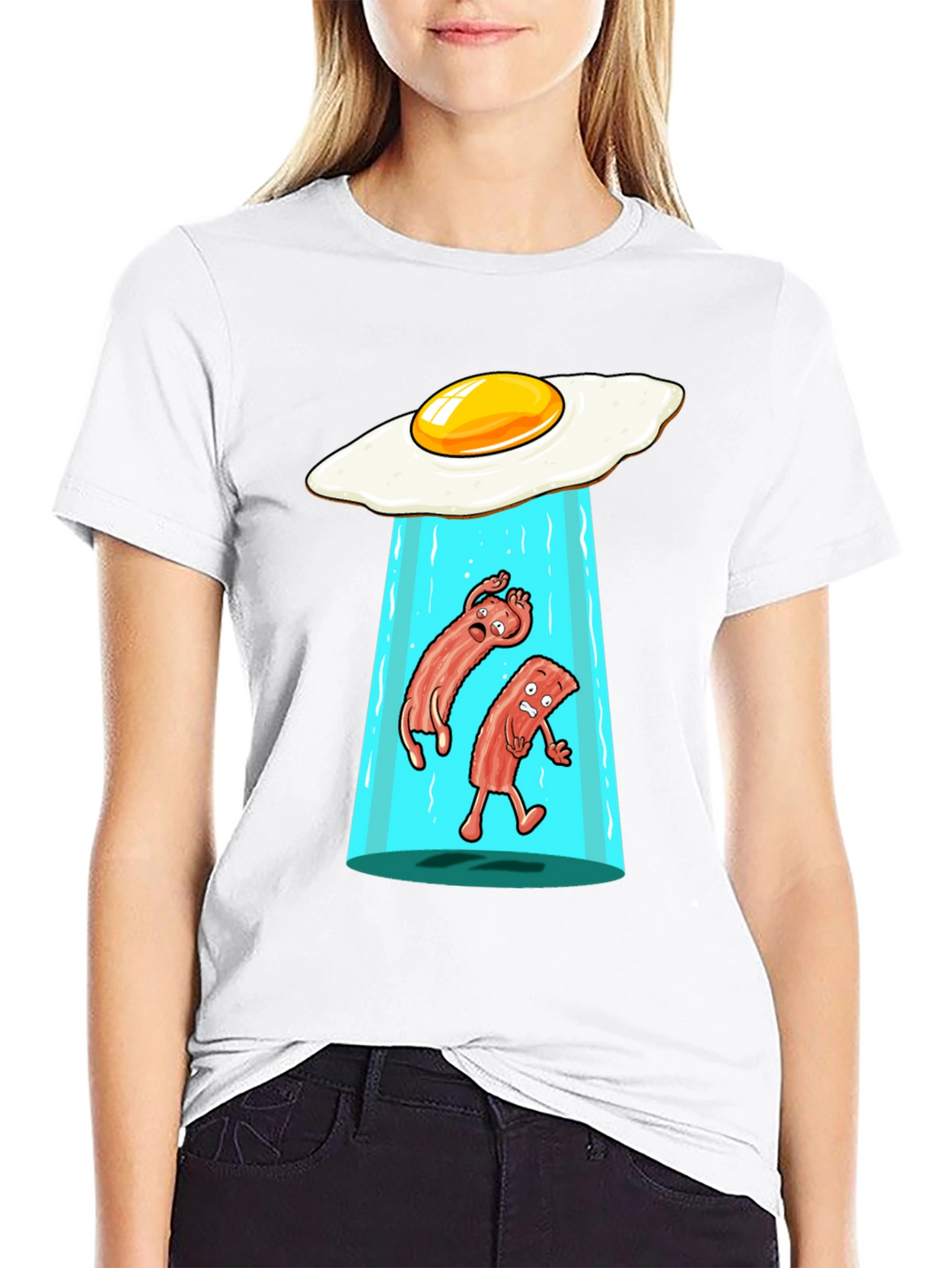 Funny Alien Abduction Breakfast T-Shirt