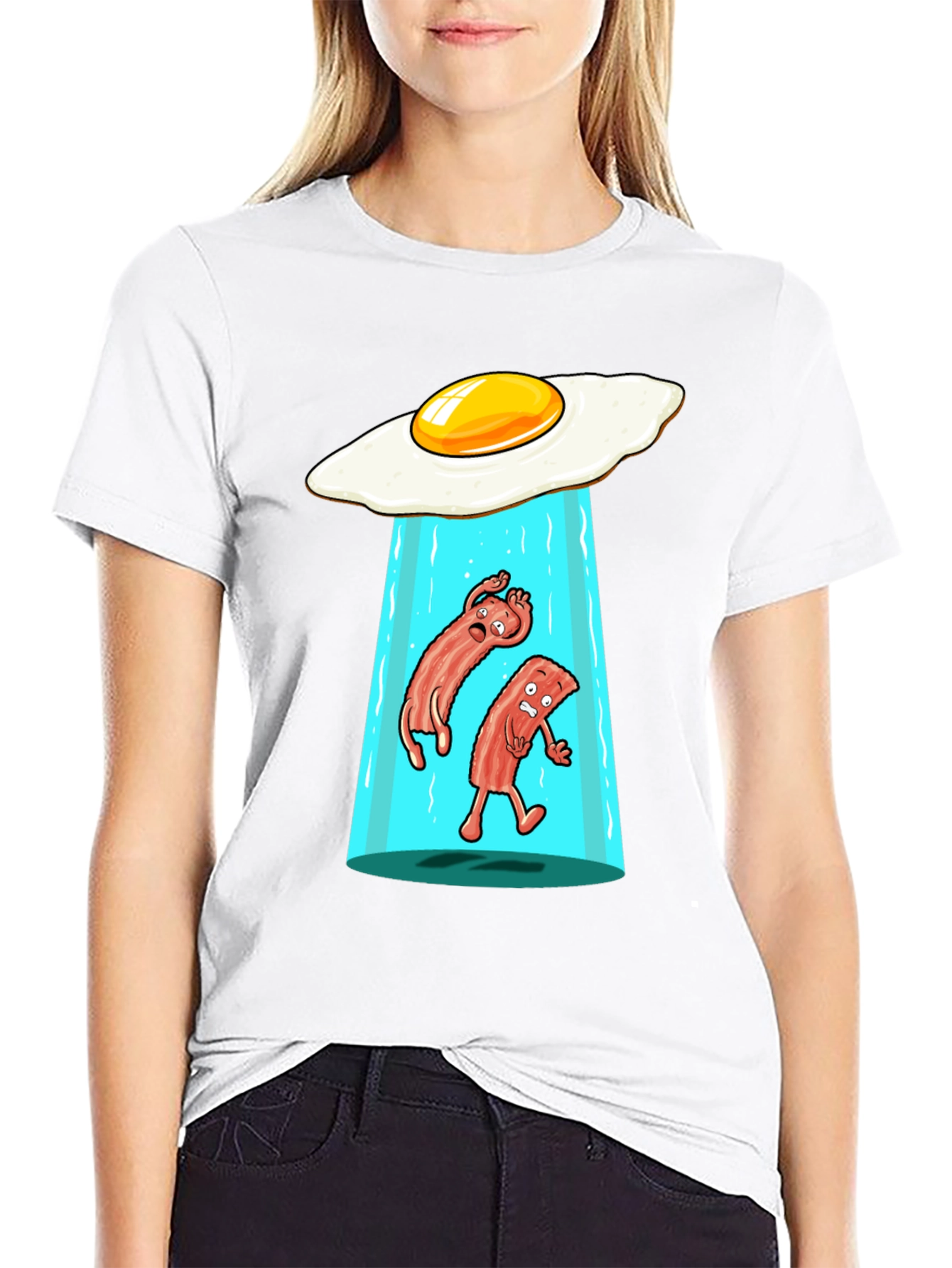 Funny Alien Abduction Breakfast T-Shirt