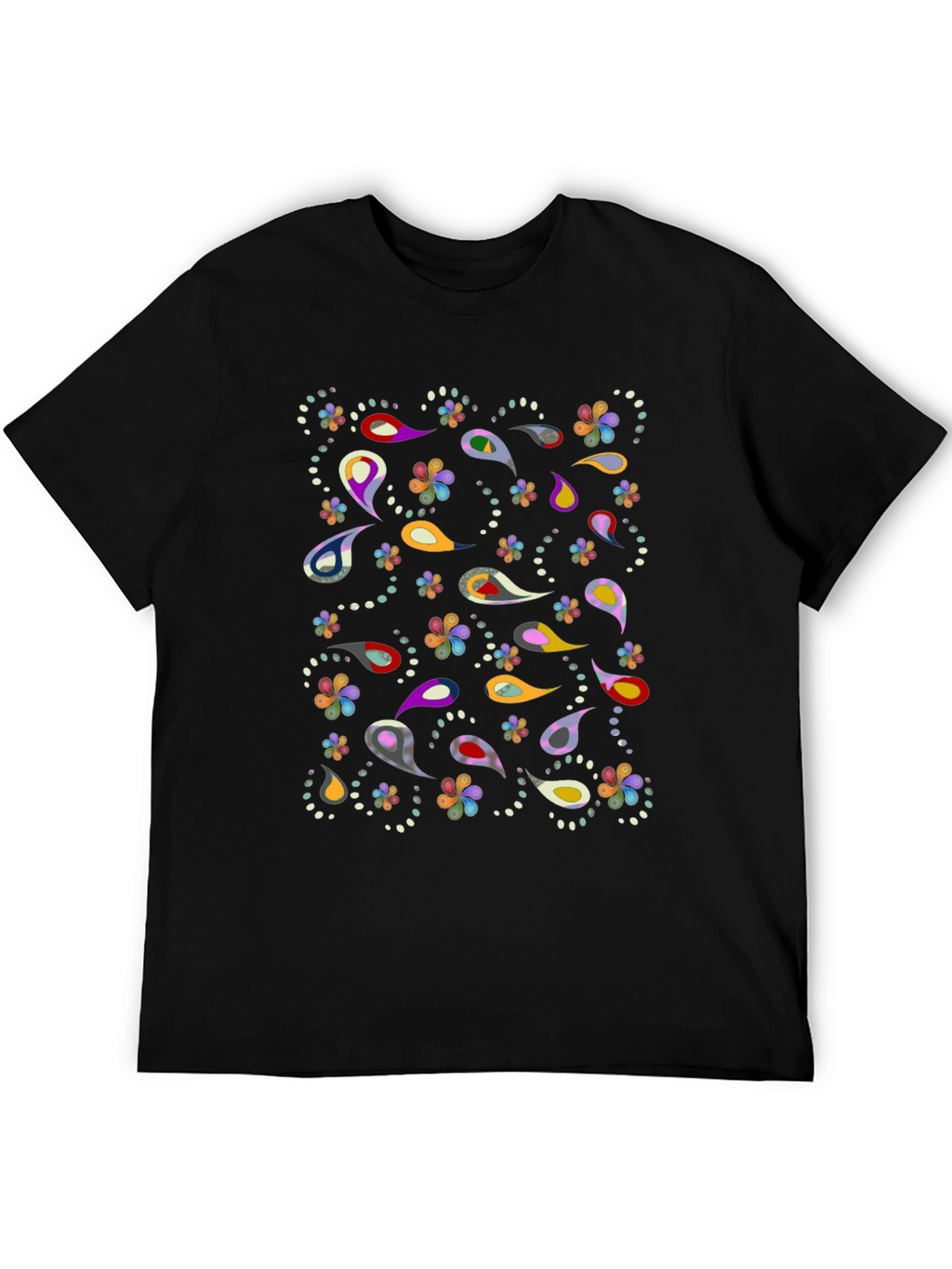 Paisley Pattern Black T-Shirt