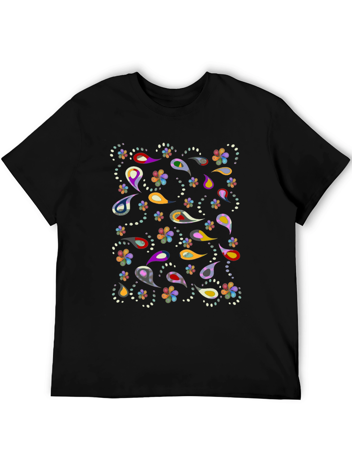 Paisley Pattern Black T-Shirt