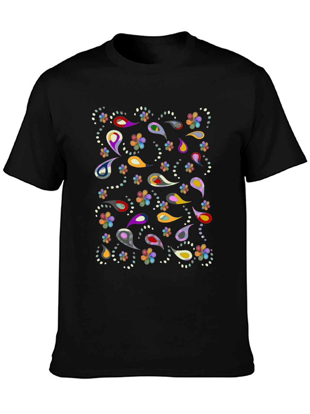Paisley Pattern Black T-Shirt