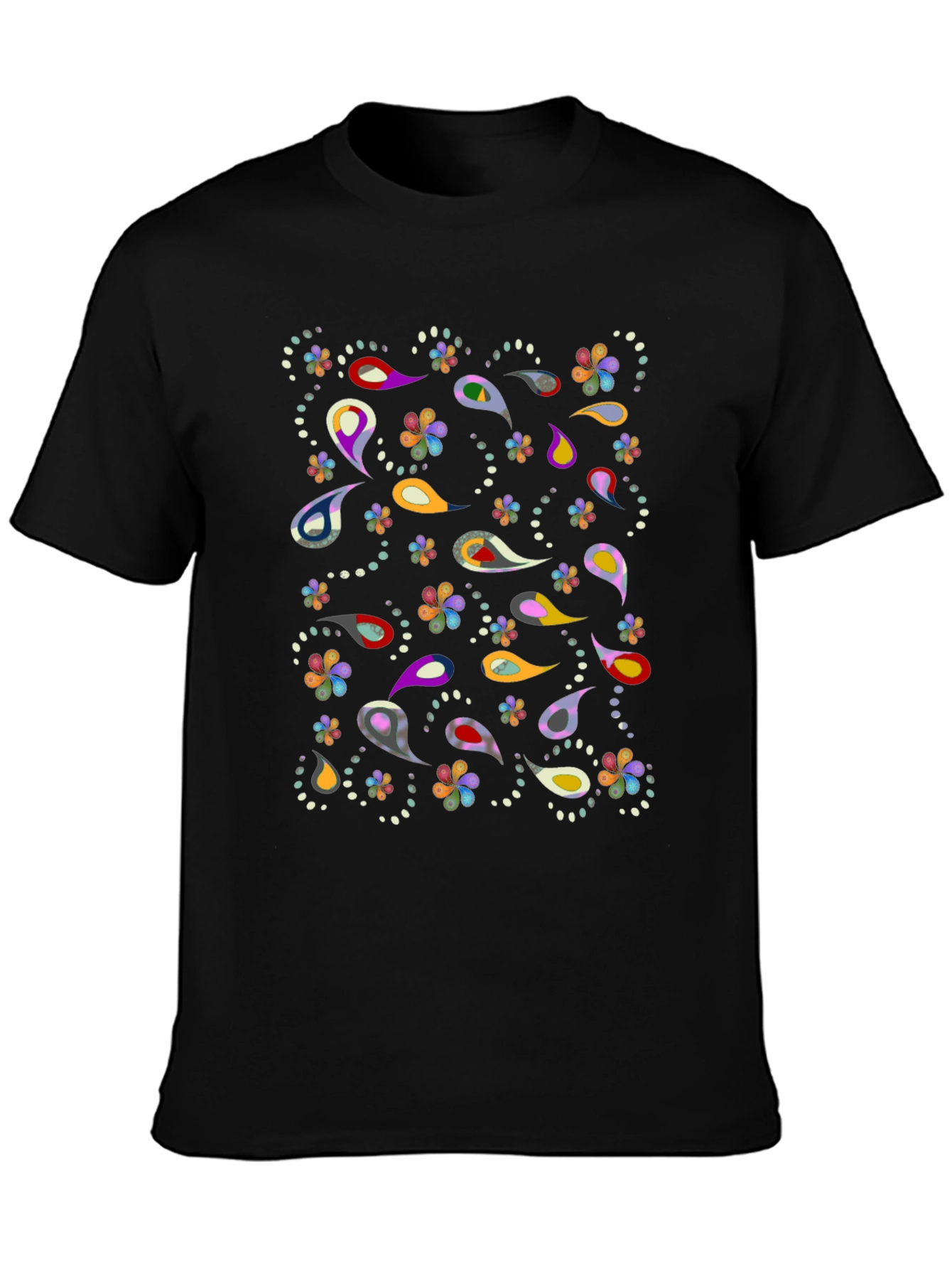 Paisley Pattern Black T-Shirt