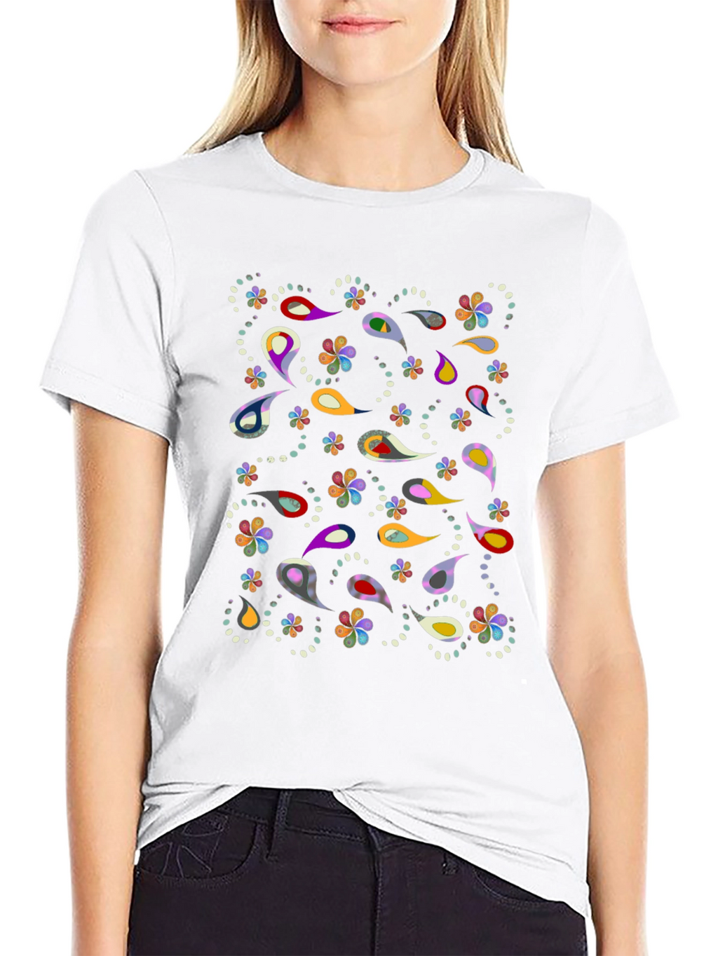 Paisley Pattern Black T-Shirt