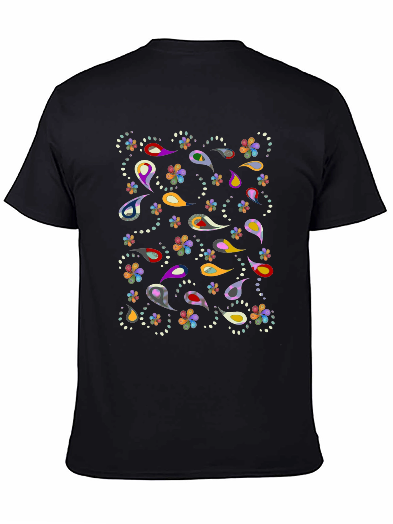 Paisley Pattern Black T-Shirt