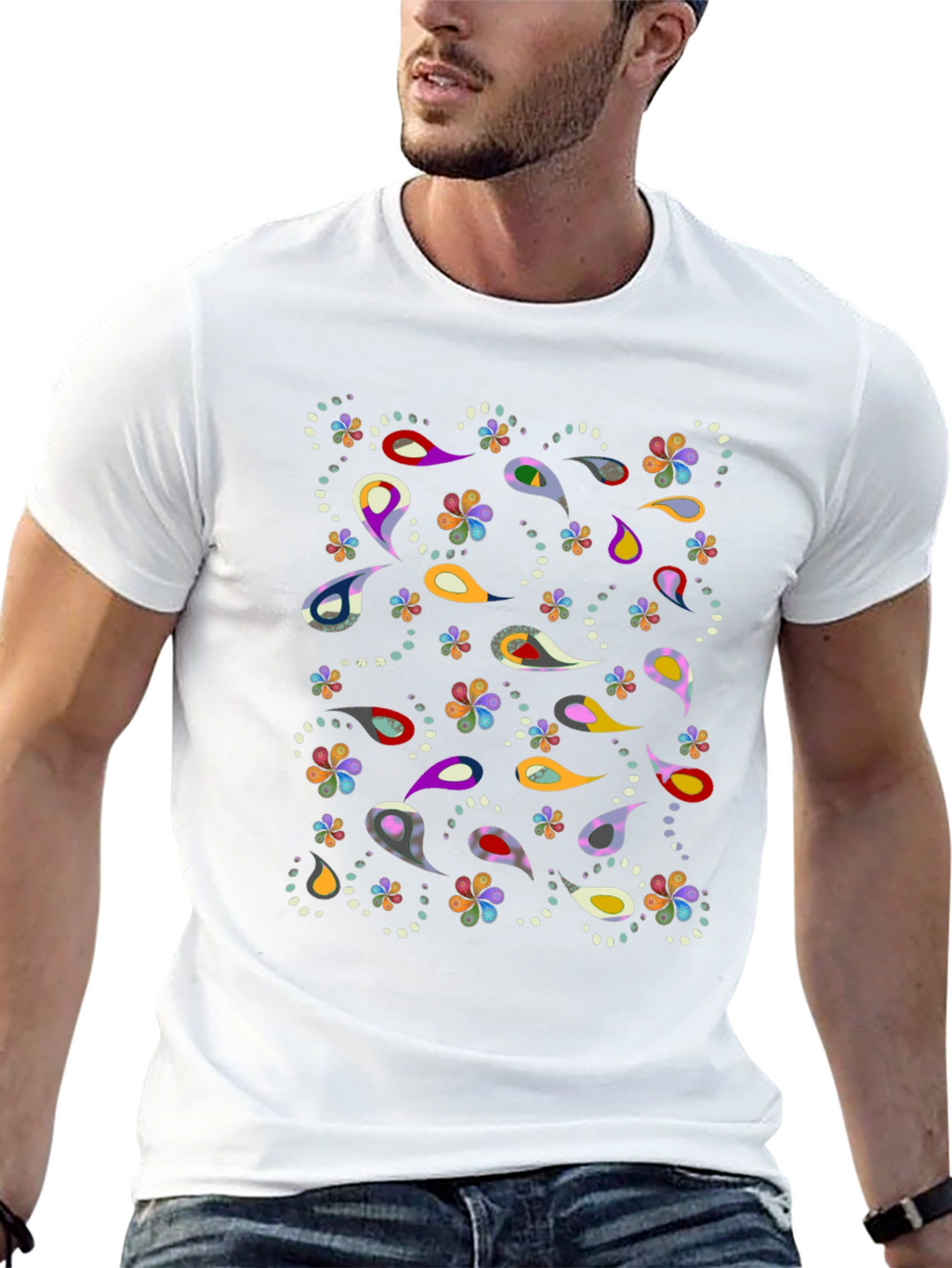 Paisley Pattern Black T-Shirt