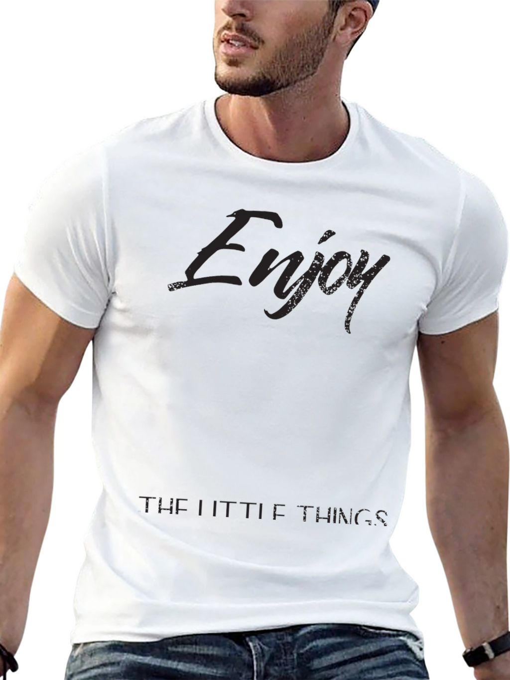 Enjoy the Little Things - Black Graphic T-Shirt