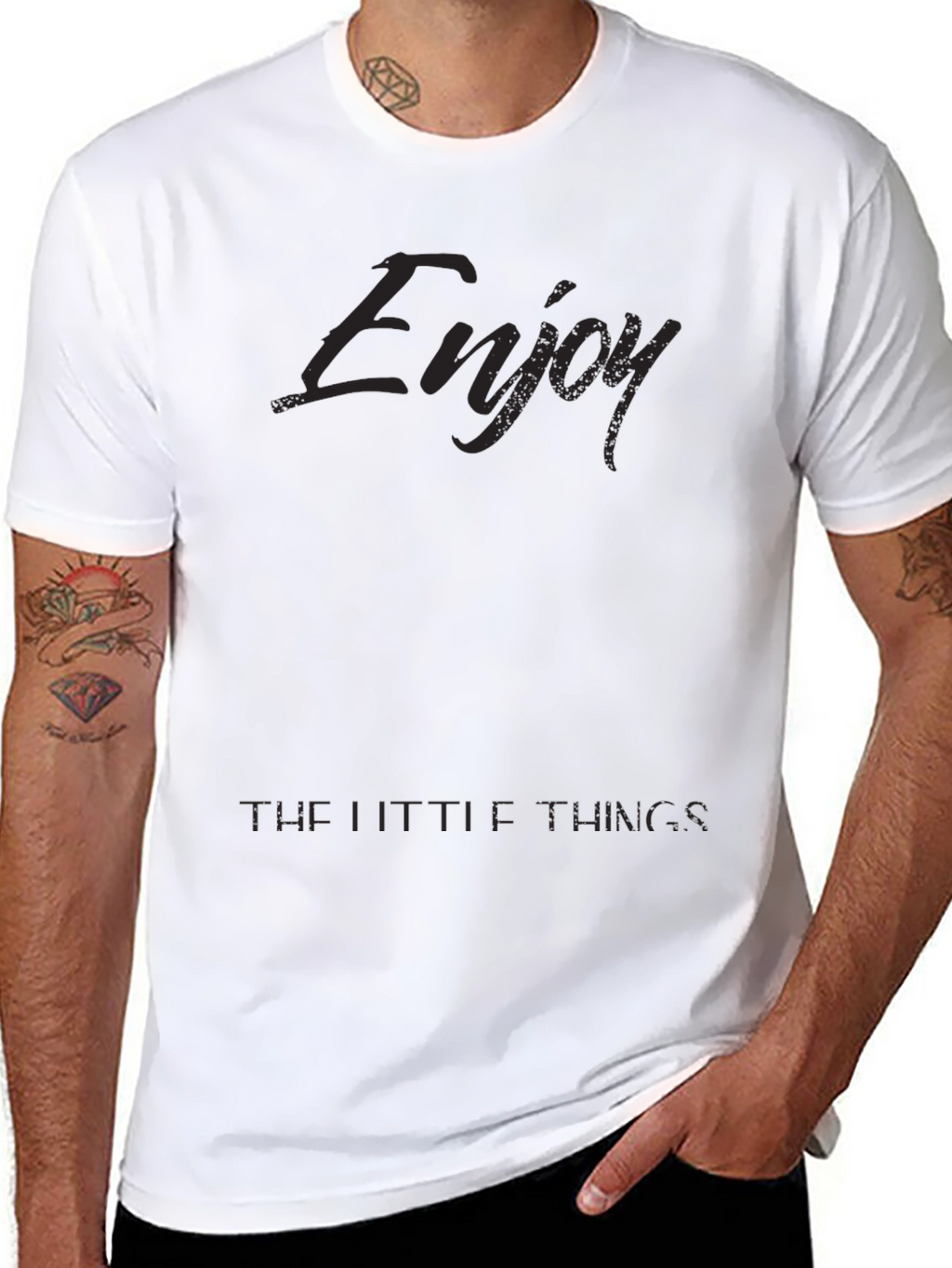 Enjoy the Little Things - Black Graphic T-Shirt