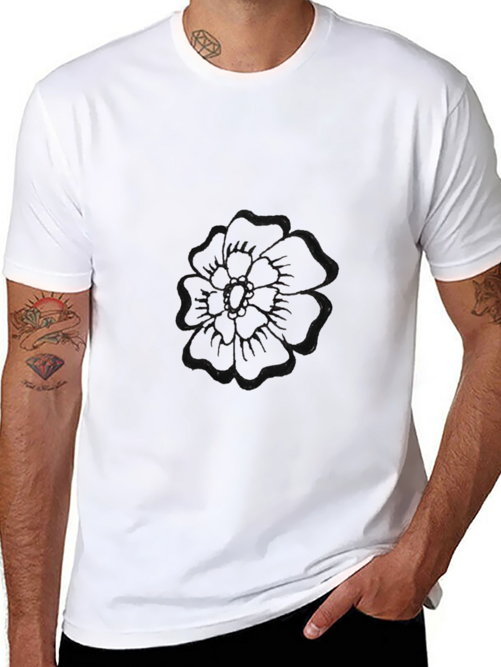 Black Flower Graphic T-Shirt