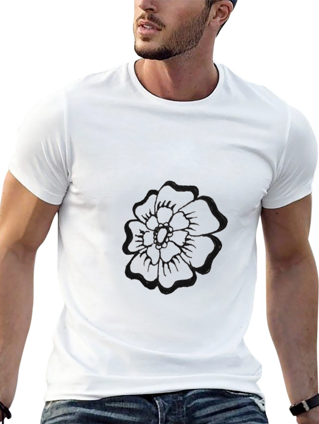 Black Flower Graphic T-Shirt