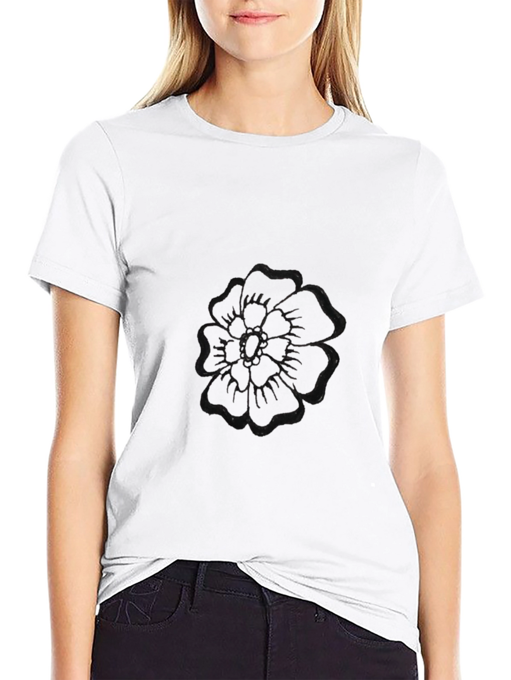 Black Flower Graphic T-Shirt
