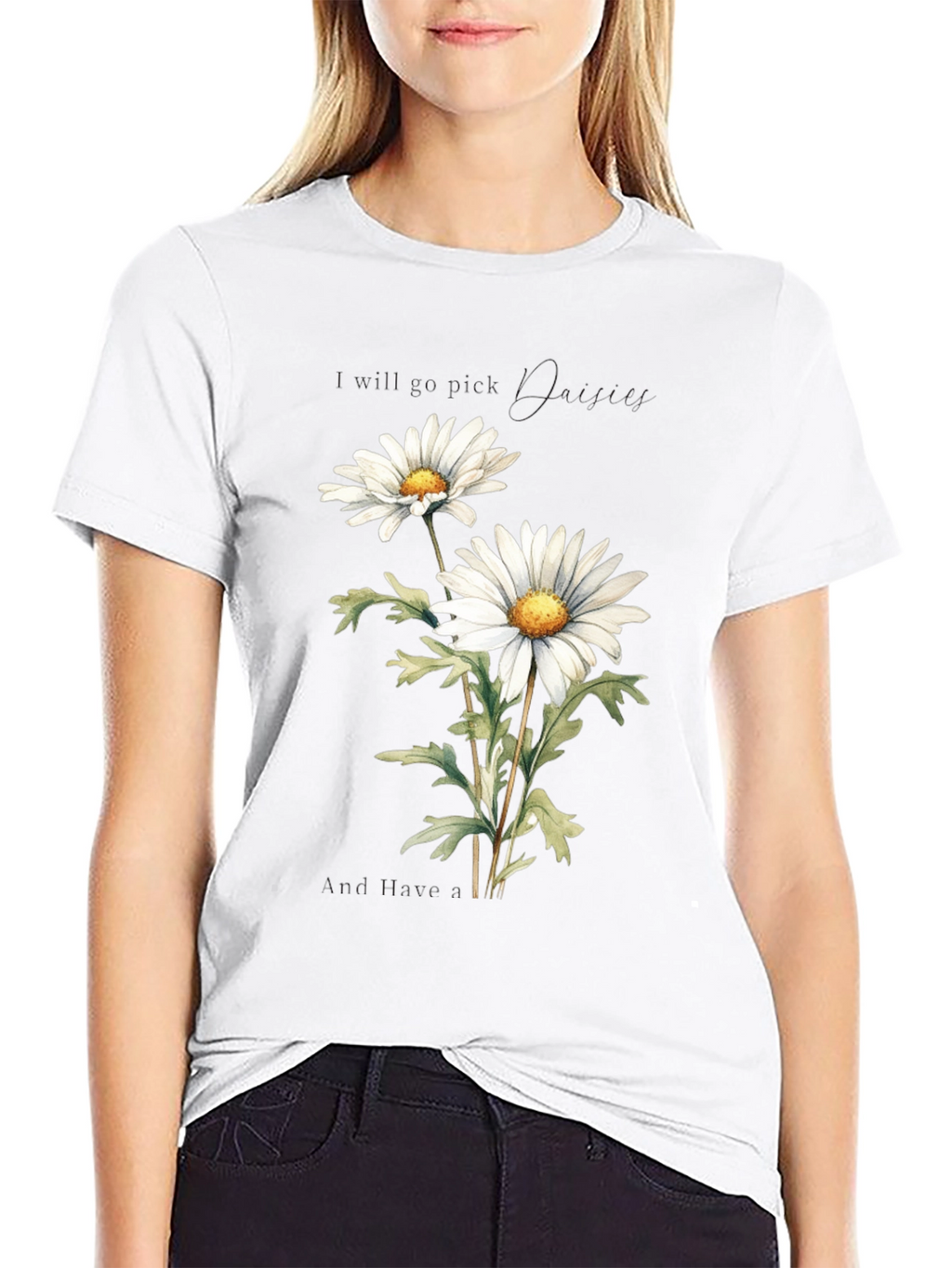 Daisy Flower Graphic Tee - Soft Cotton Black T-Shirt