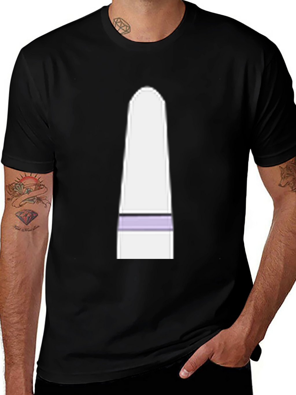 Mens Black T-Shirt with Funny Cartoon Character Graphic