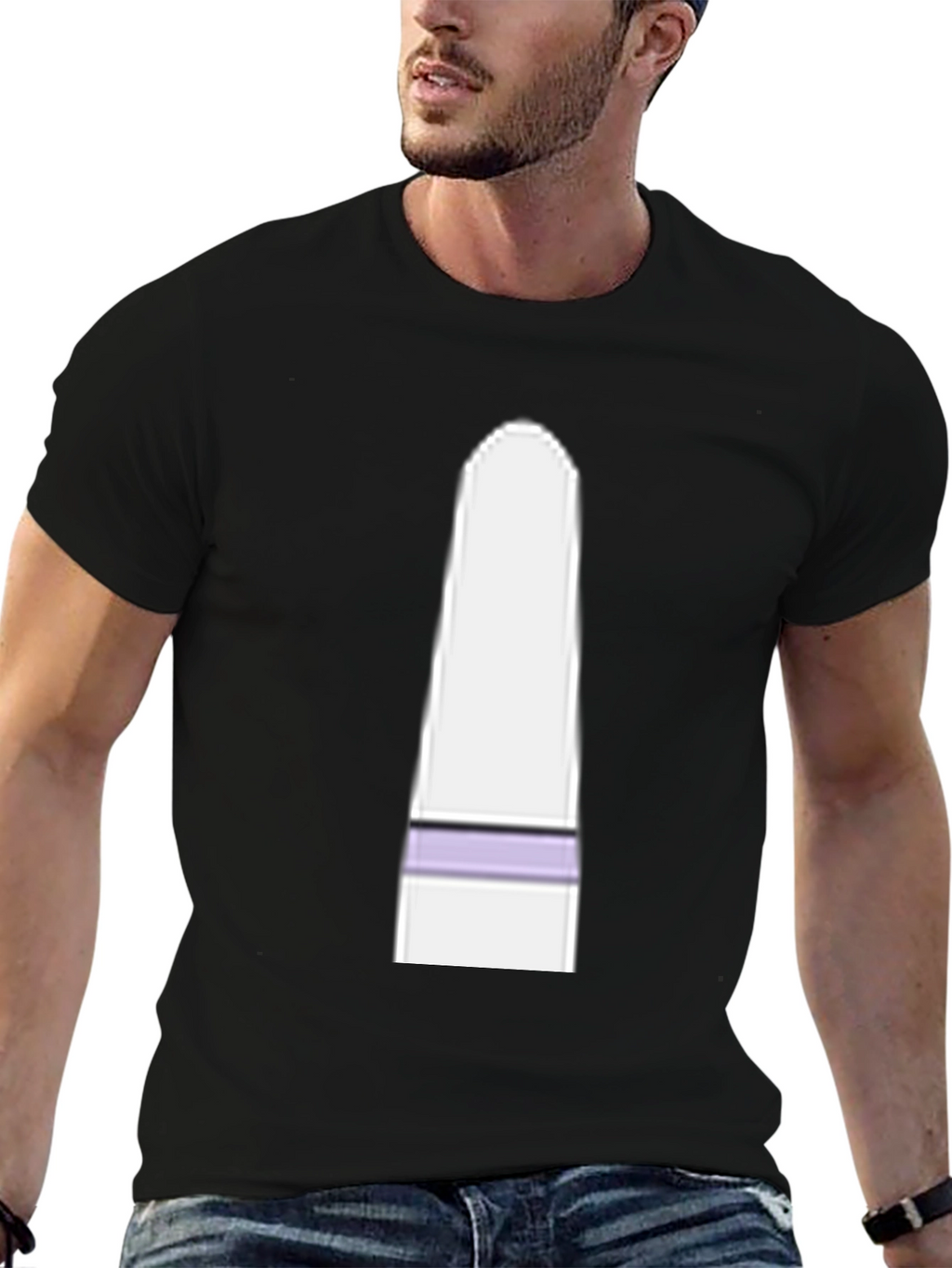 Mens Black T-Shirt with Funny Cartoon Character Graphic