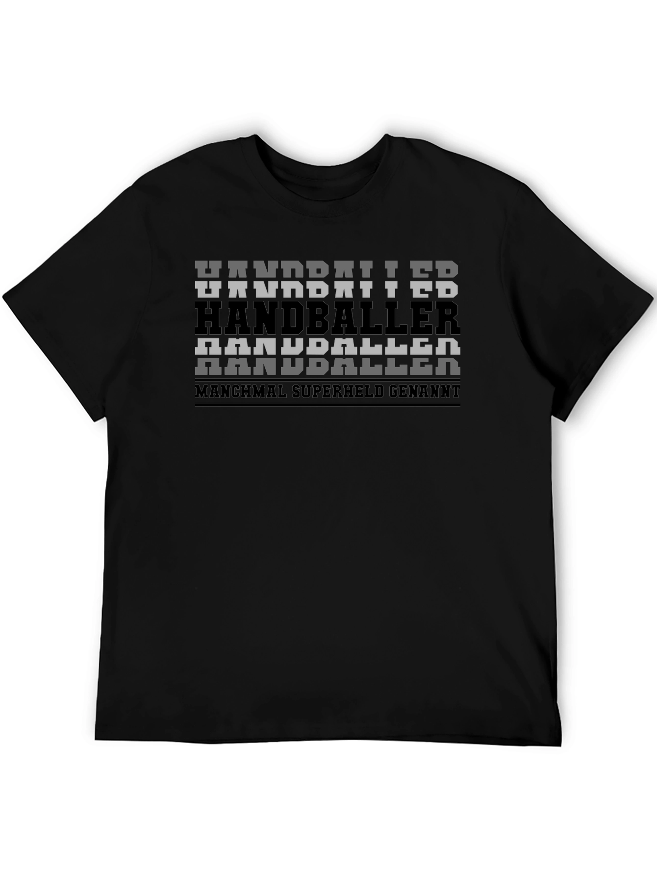 Handball Player Superhero Black Graphic Tee