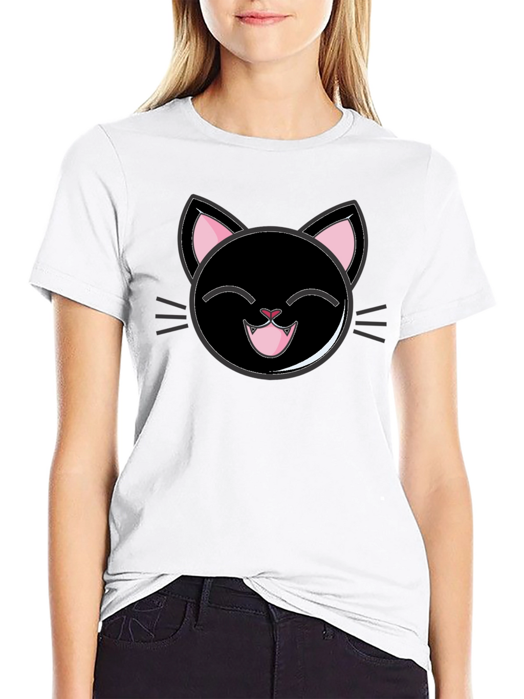 Cute Cartoon Black Cat T-Shirt