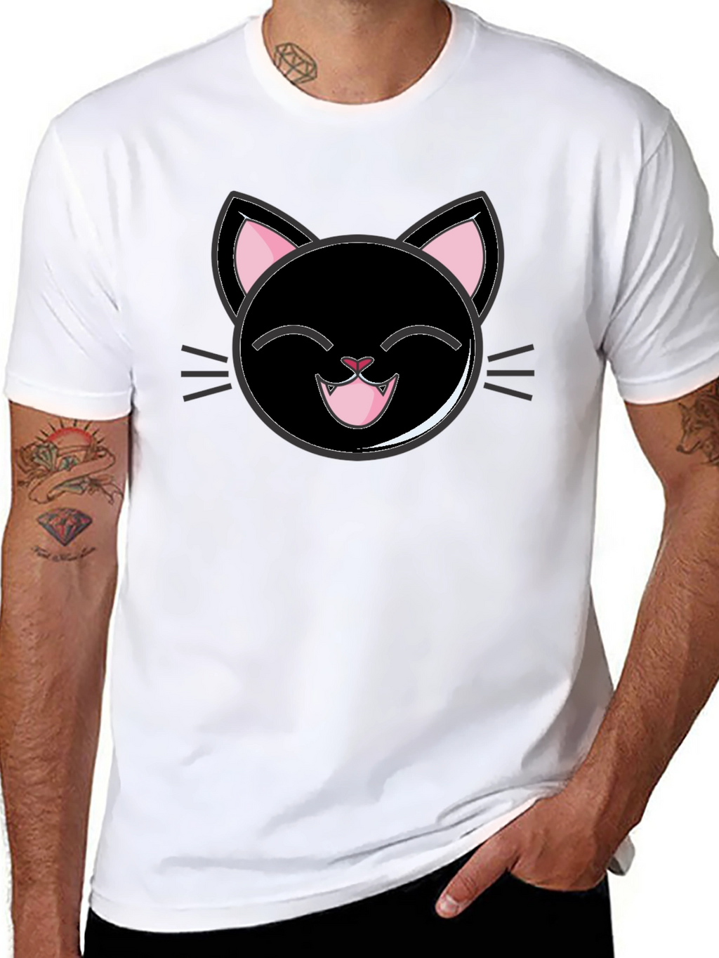 Cute Cartoon Black Cat T-Shirt