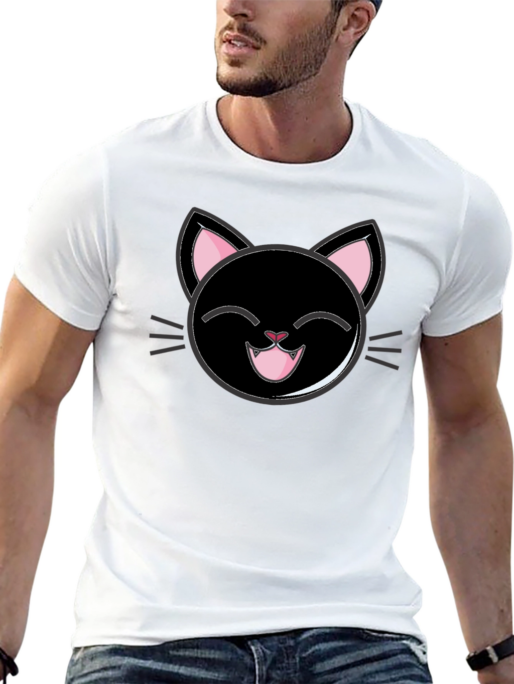 Cute Cartoon Black Cat T-Shirt