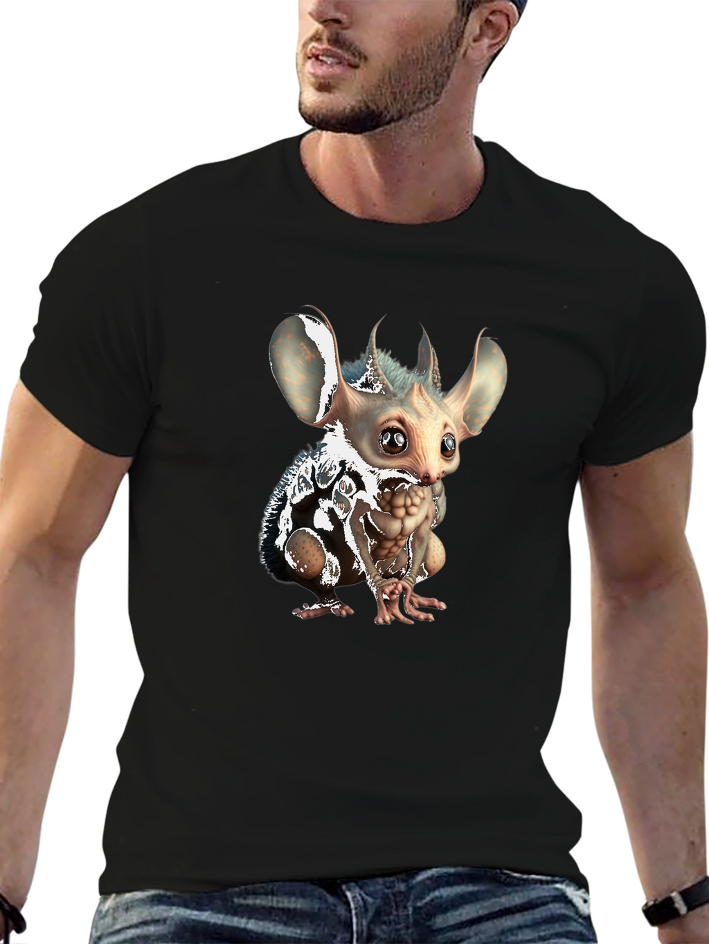 Unique Creature Graphic Tee - Soft Black Cotton