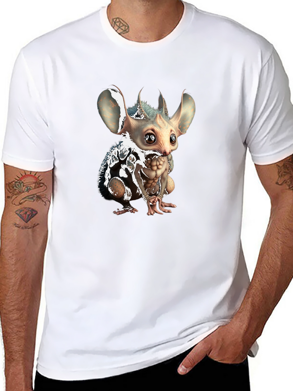 Unique Creature Graphic Tee - Soft Black Cotton