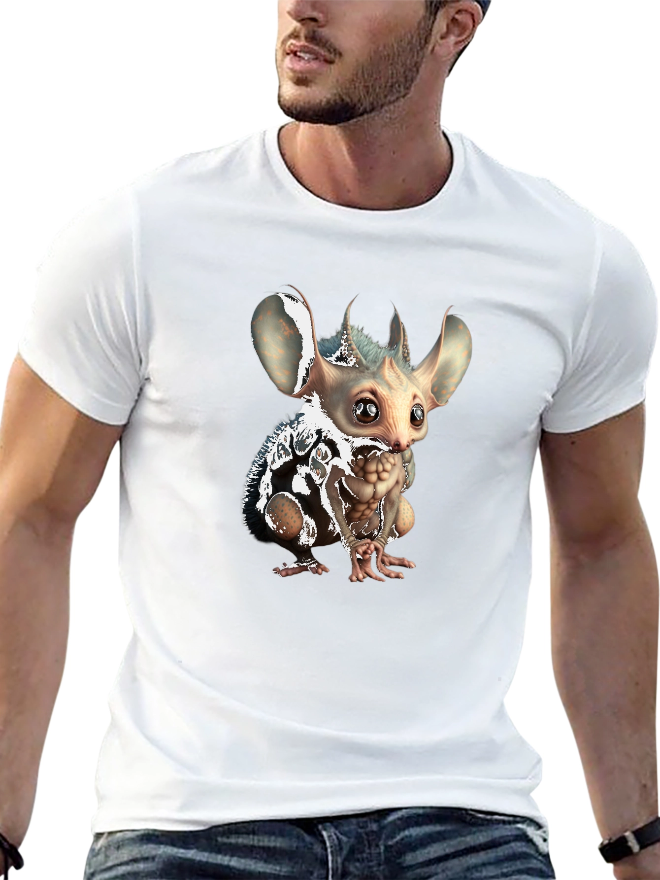 Unique Creature Graphic Tee - Soft Black Cotton