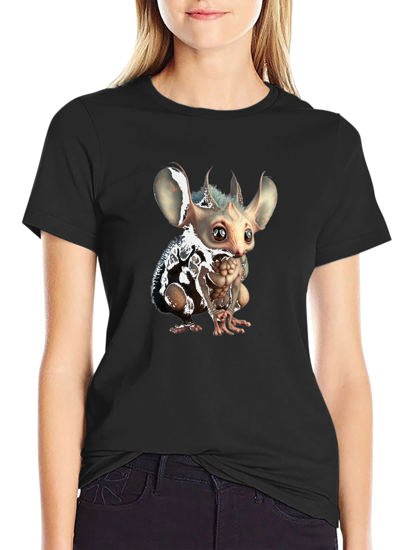 Unique Creature Graphic Tee - Soft Black Cotton