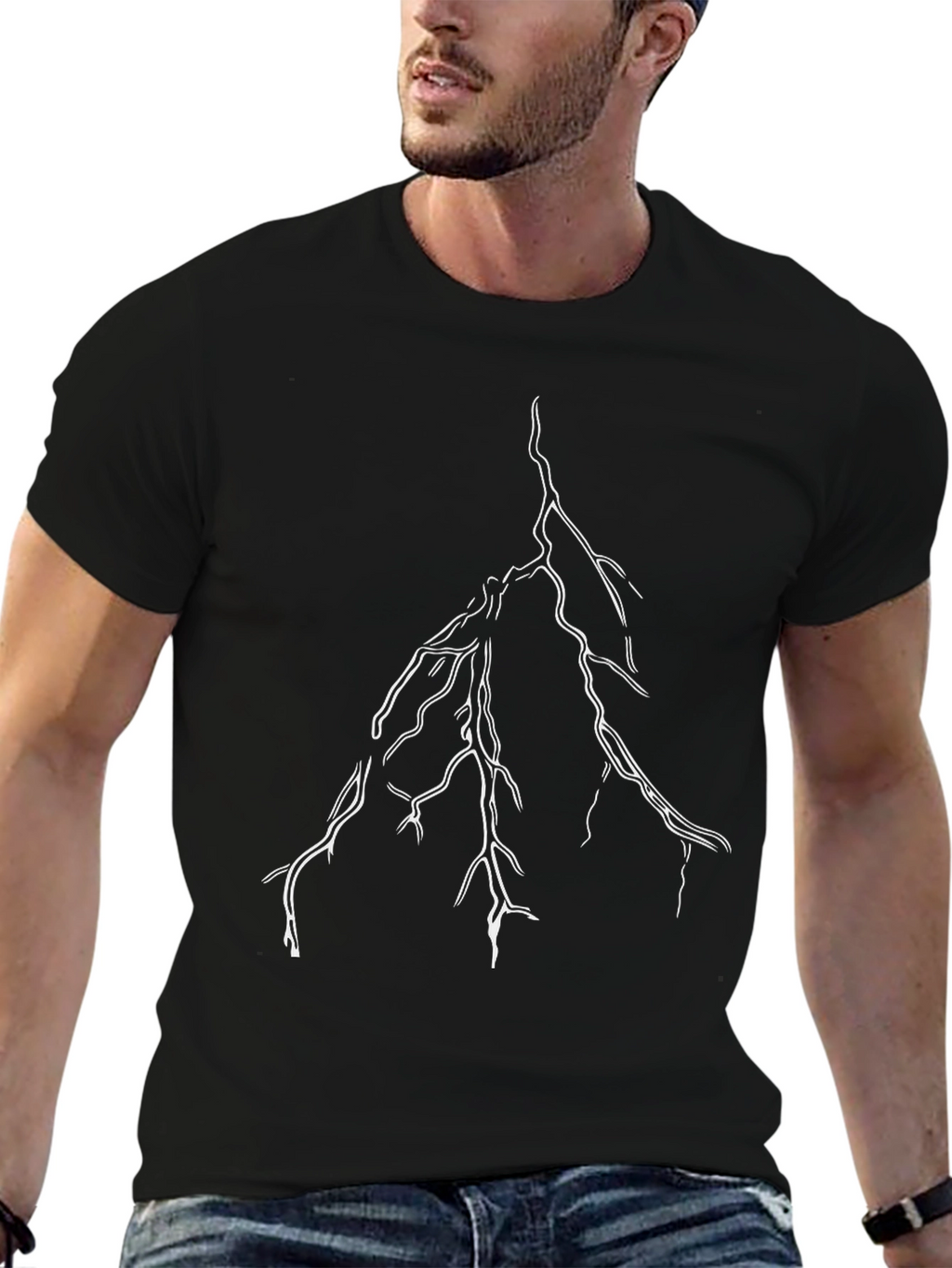 Lightning Bolt Graphic Black T-Shirt