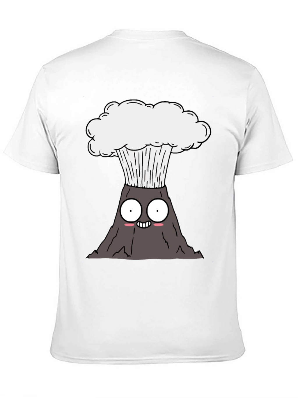Cartoon Volcano Graphic Tee - Black Cotton T-Shirt