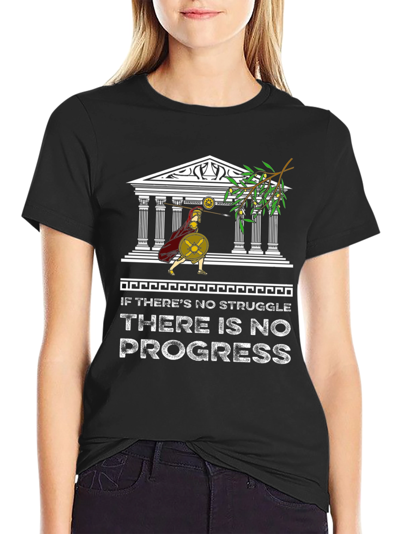 Motivational Spartan T-Shirt - No Struggle No Progress