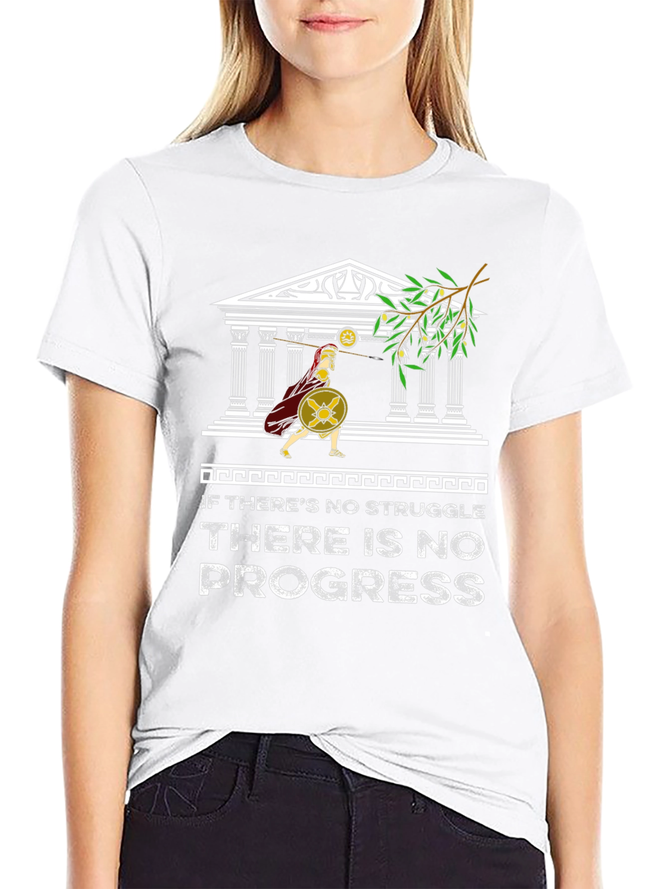 Motivational Spartan T-Shirt - No Struggle No Progress