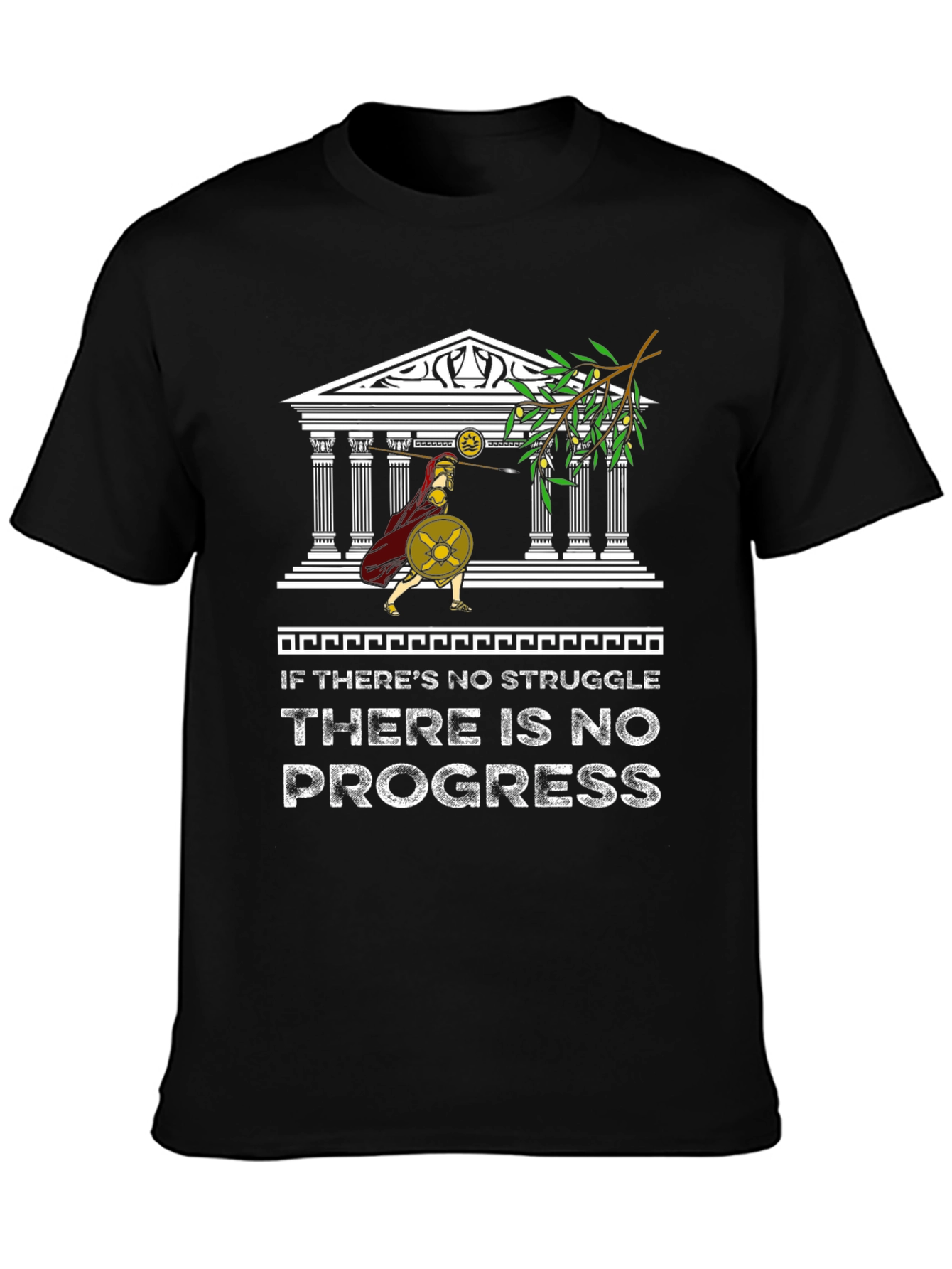 Motivational Spartan T-Shirt - No Struggle No Progress