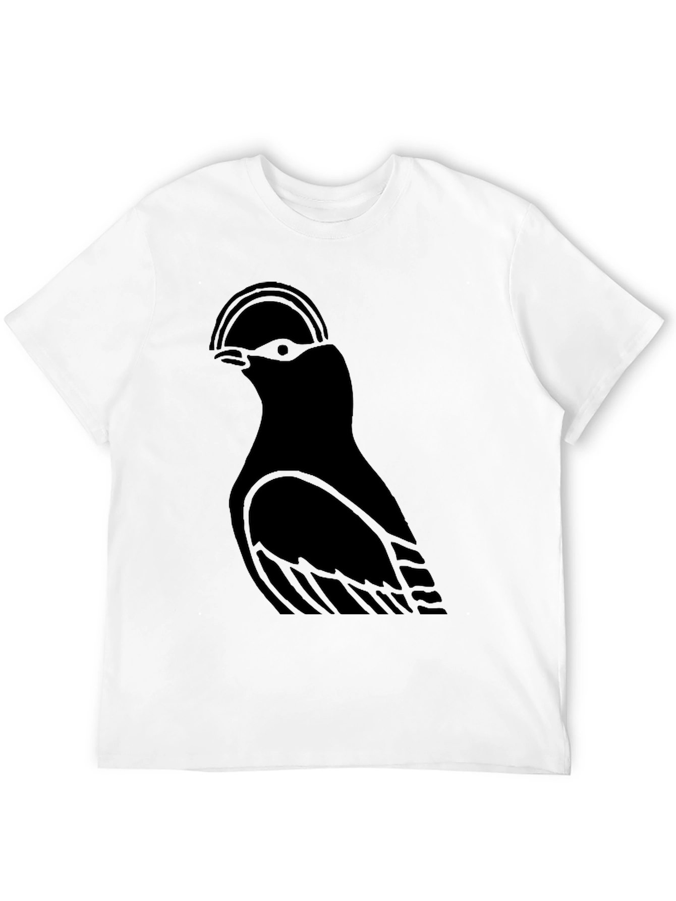 Minimalist Bird Graphic Black T-Shirt