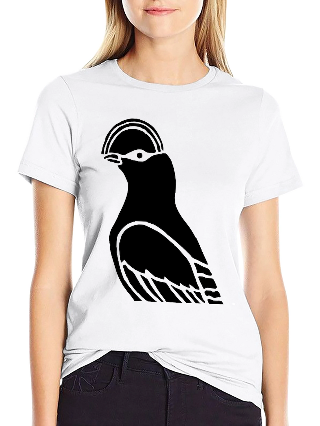 Minimalist Bird Graphic Black T-Shirt