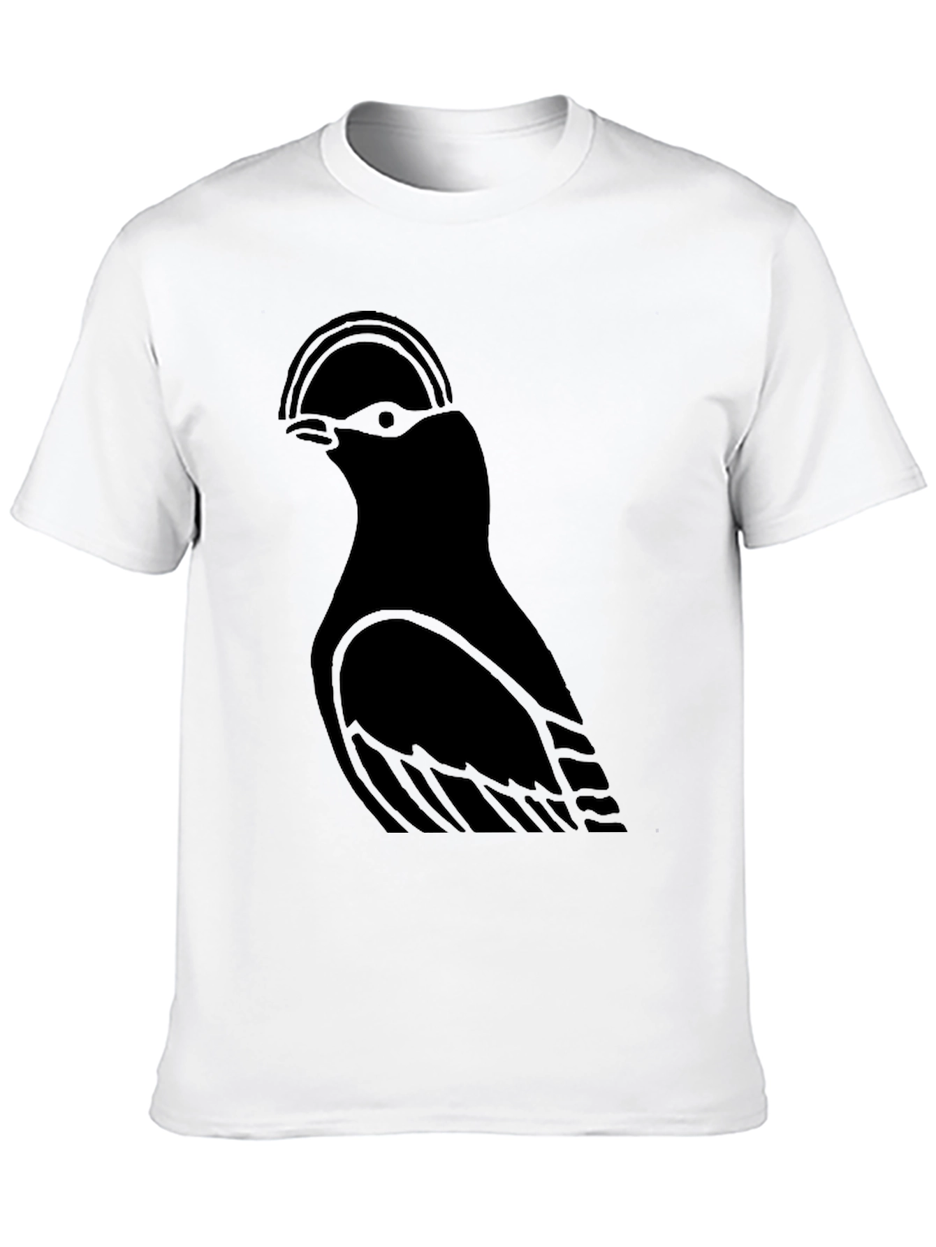 Minimalist Bird Graphic Black T-Shirt