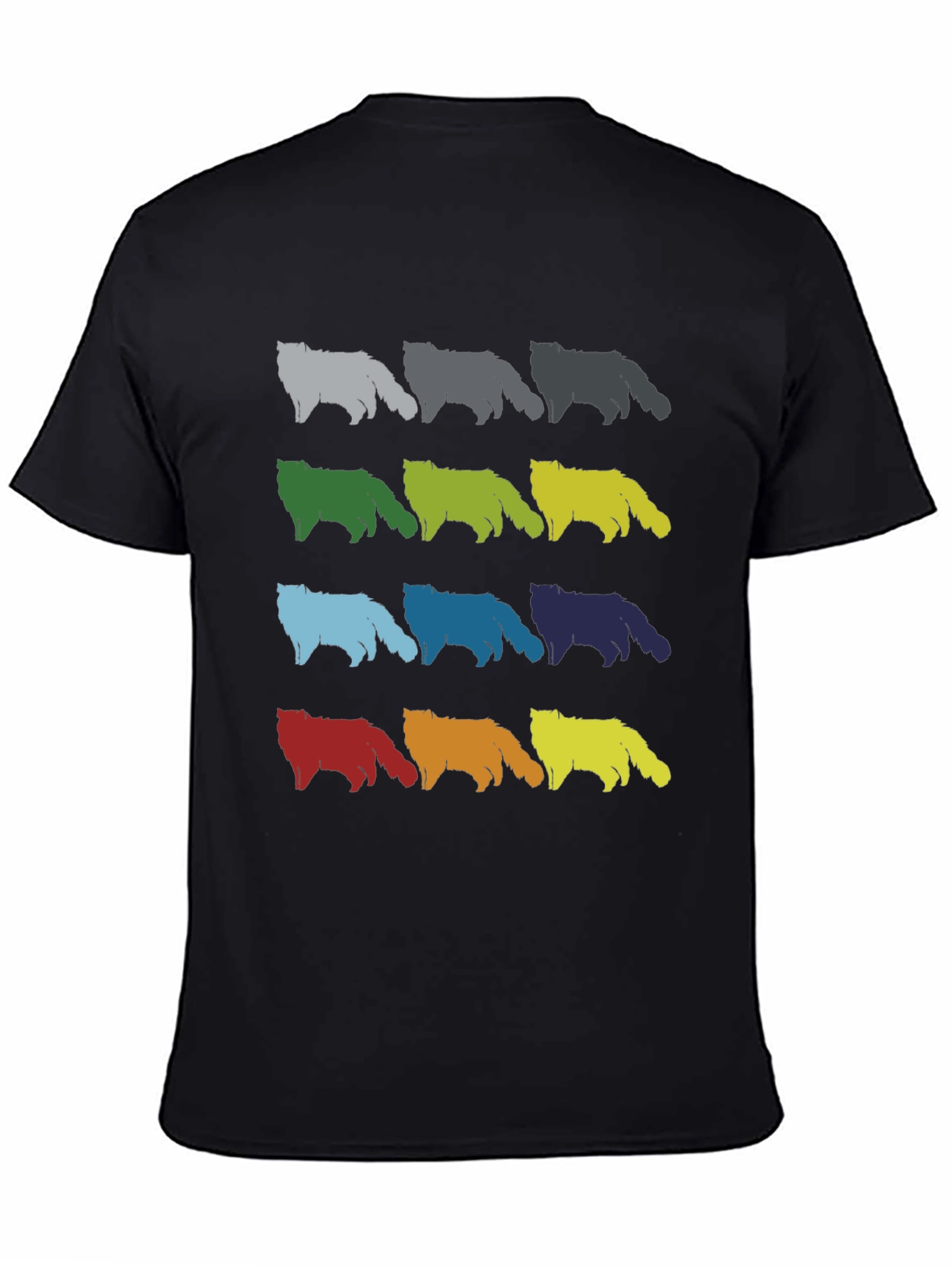 Colorful Cat Silhouette Graphic Tee
