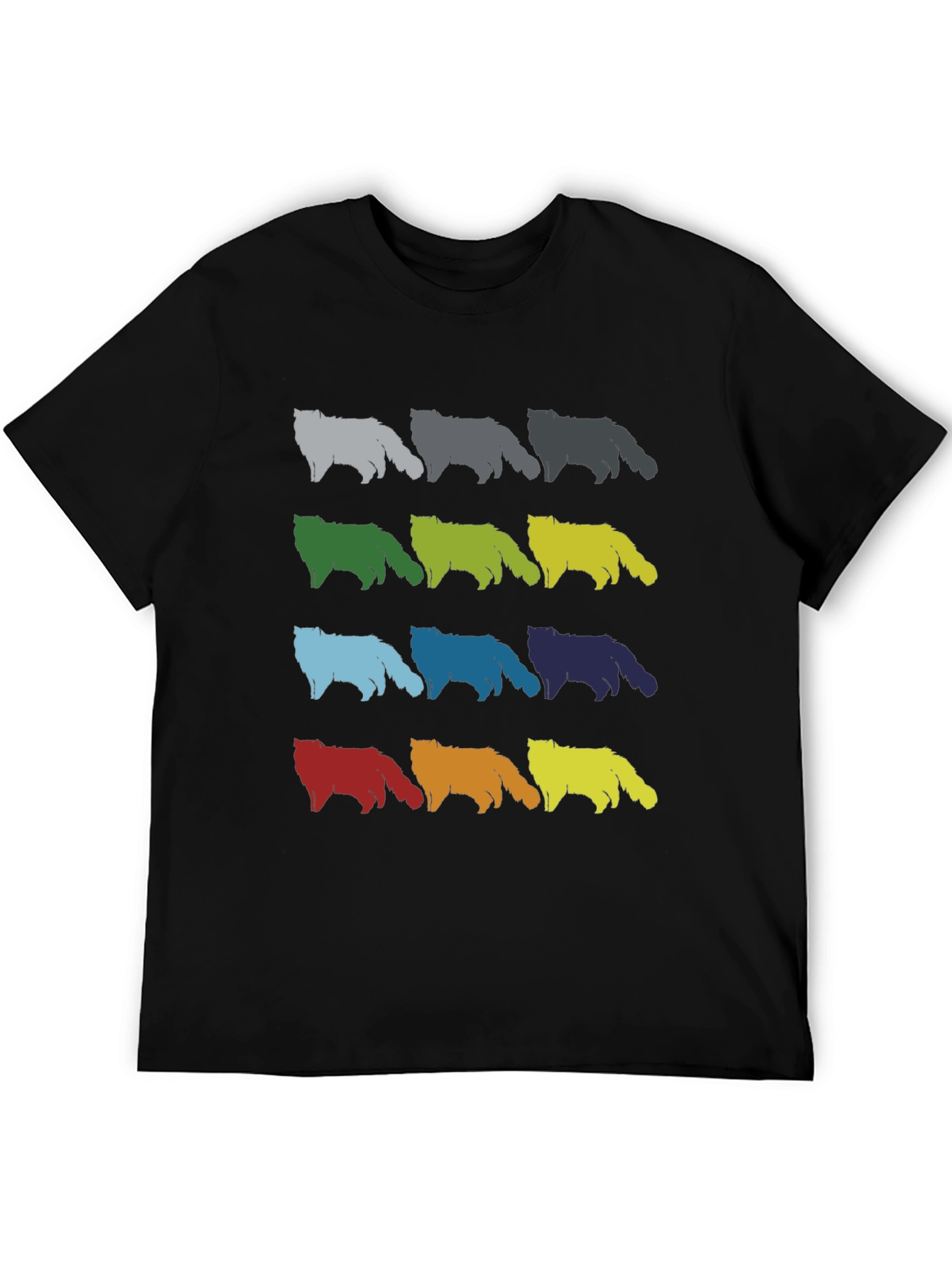 Colorful Cat Silhouette Graphic Tee