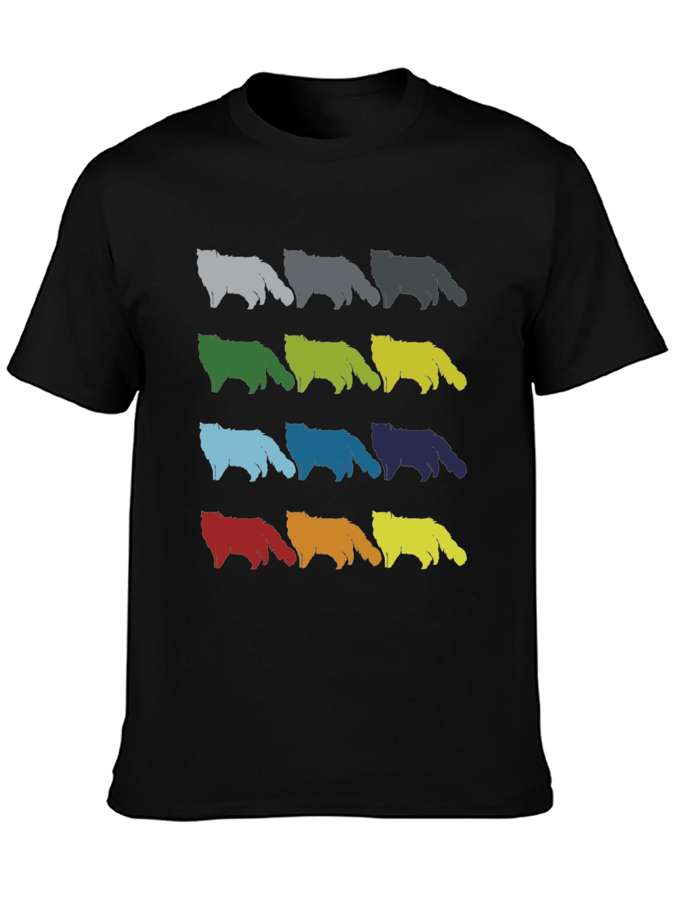 Colorful Cat Silhouette Graphic Tee