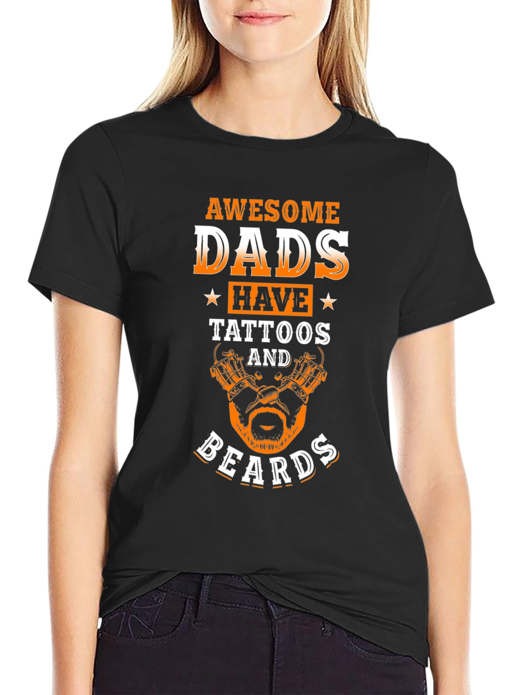 Awesome Dads Tattoo Beard Graphic Tee