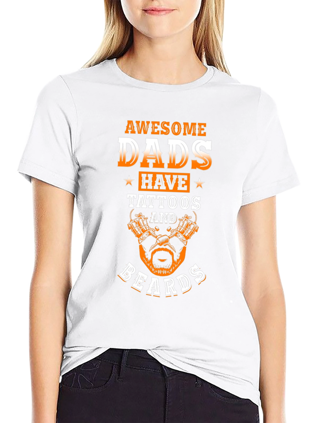 Awesome Dads Tattoo Beard Graphic Tee