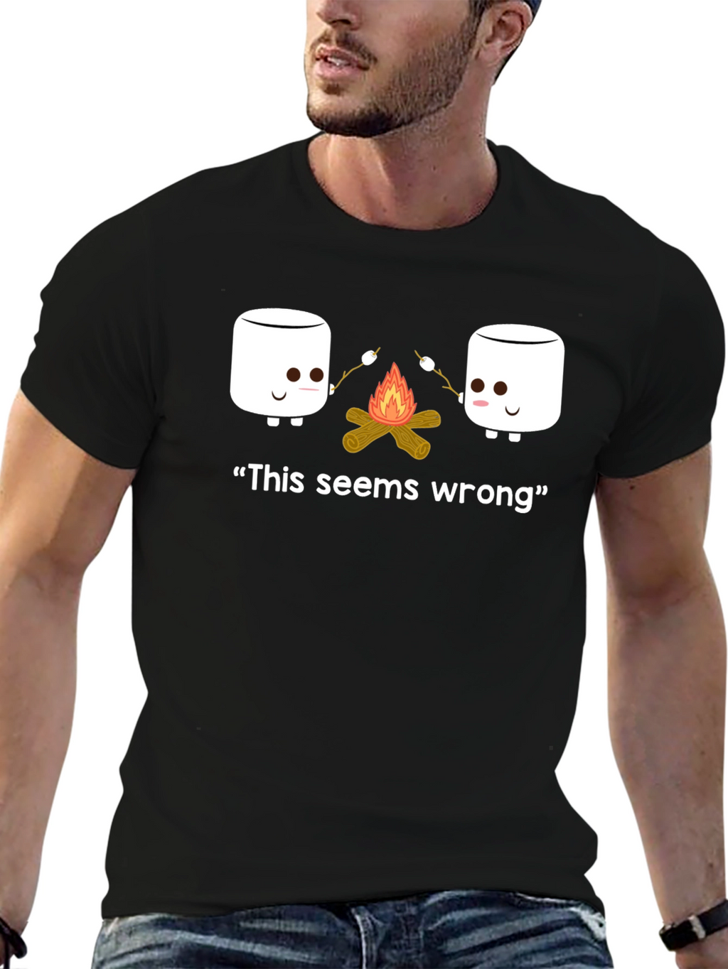 Funny Marshmallow Campfire Graphic T-Shirt