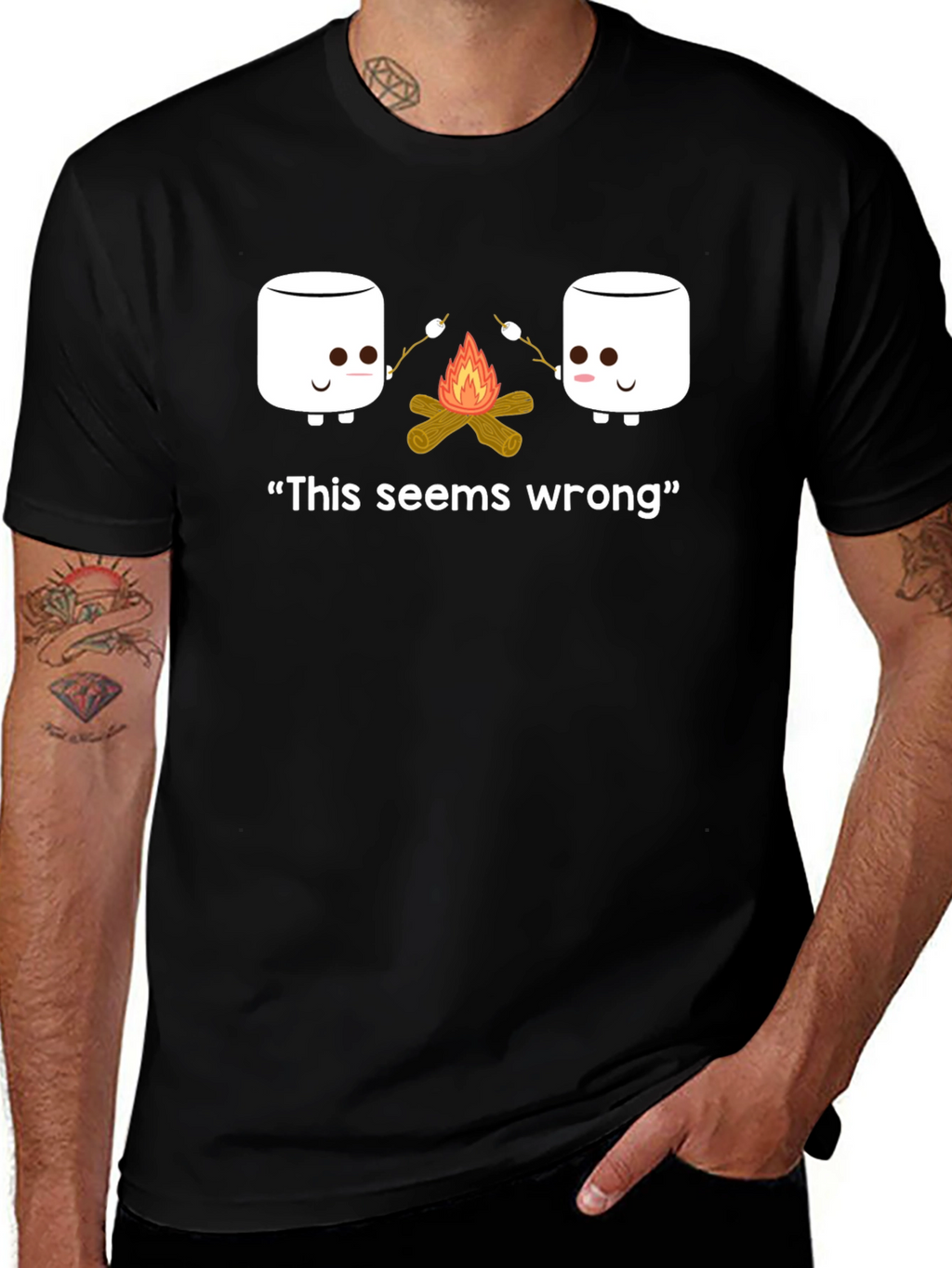 Funny Marshmallow Campfire Graphic T-Shirt